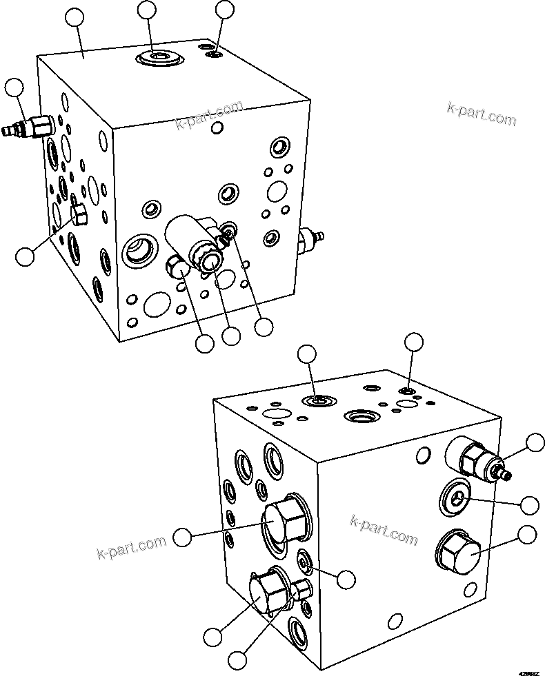 Komatsu parts book diagram for AFE57-FS 830E-1AC S/N A30723 - A30726    ISLA RIESCO: BLEEDDOWN MANIFOLD   PC2677