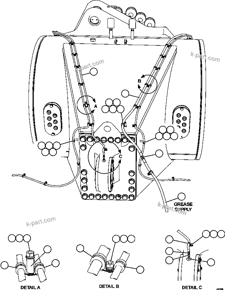 Komatsu parts book diagram for AFE57-FS 830E-1AC S/N A30723 - A30726    ISLA RIESCO: AUTOMATIC LUBRICATION - REAR AXLE   1/3