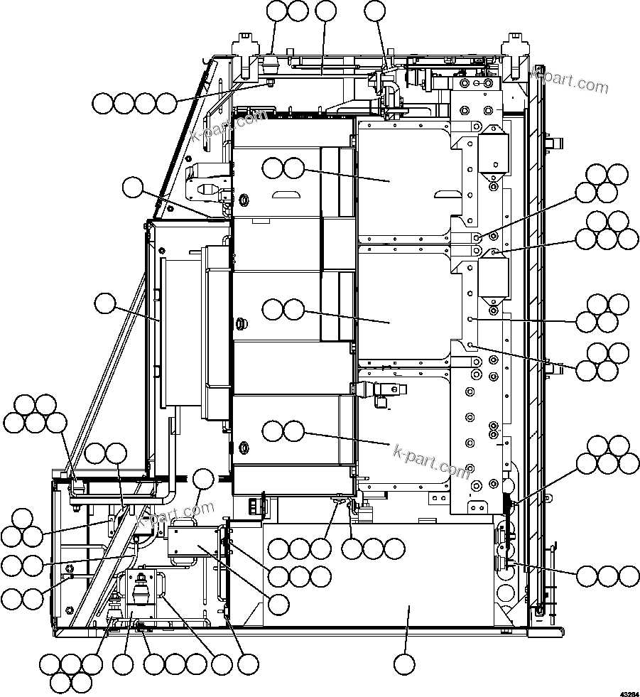 Komatsu parts book diagram for AFE57-FS 830E-1AC S/N A30723 - A30726    ISLA RIESCO: CTRL CABINET - RIGHT COMPARTMENT 1/2  58E-43-00020