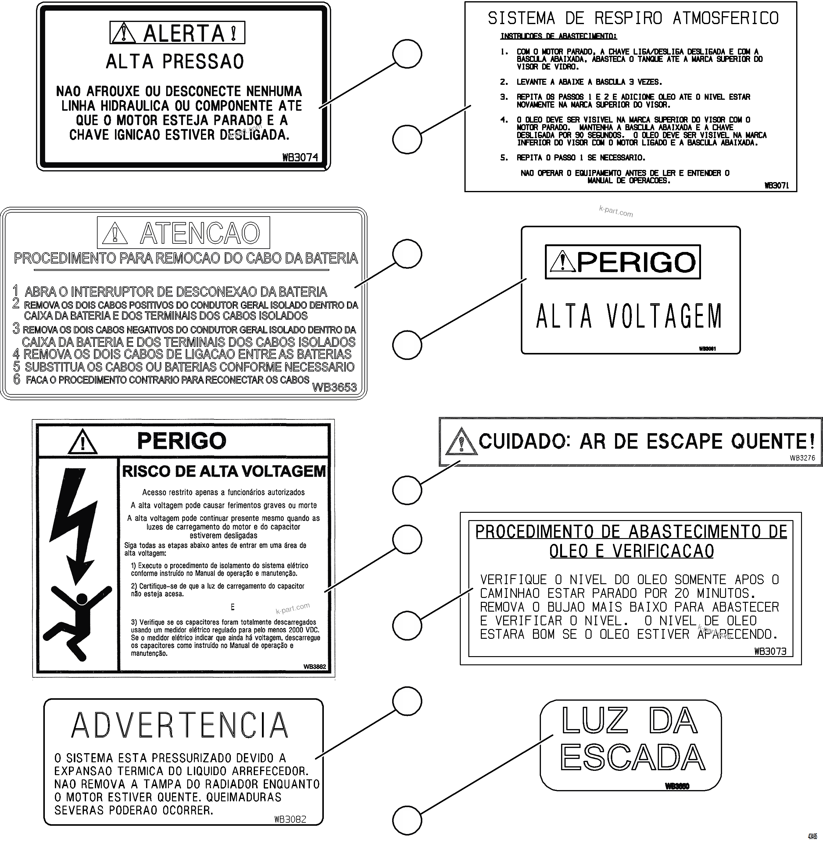 Komatsu parts book diagram for AFE57-KE 830E-1AC S/N A41140 - A41141  KBI: DECALS & WARNINGS (PORTUGUESE)    2/6