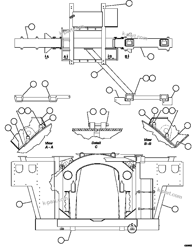 Komatsu parts book diagram for AFE57-KE 830E-1AC S/N A41140 - A41141  KBI: FRAME & UPRIGHTS