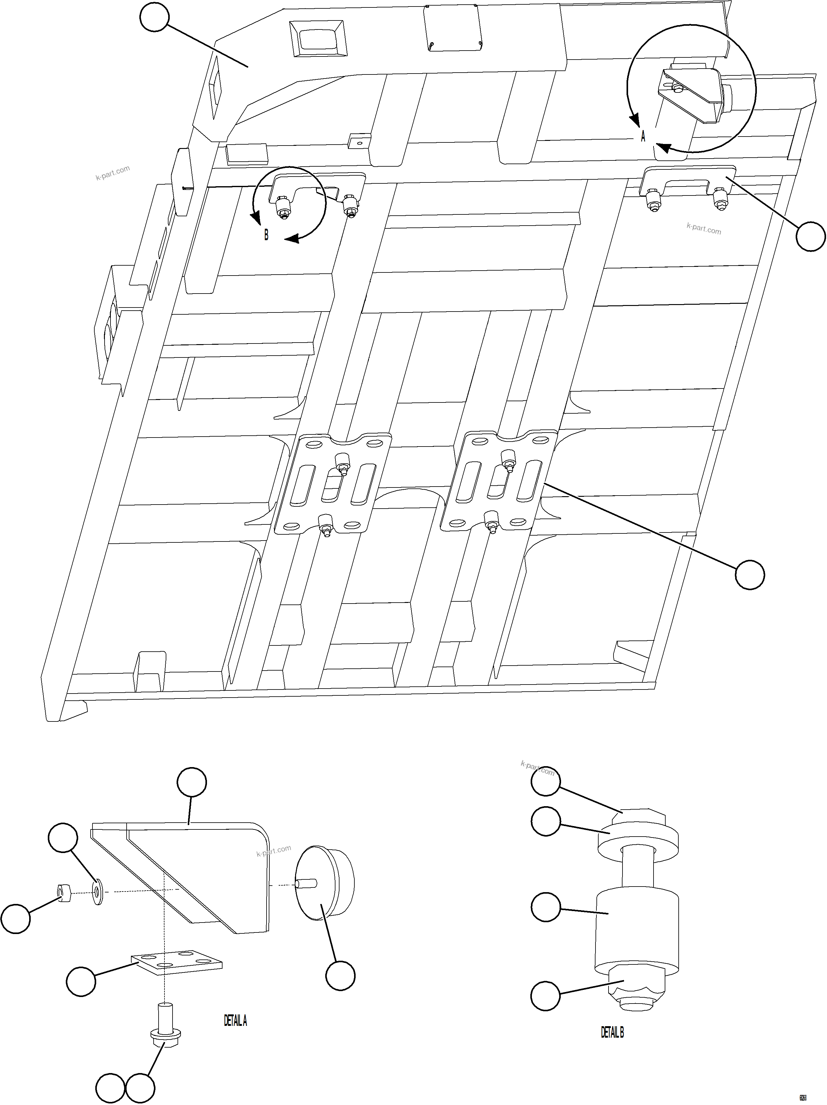 Komatsu parts book diagram for AFE57-KE 830E-1AC S/N A41140 - A41141  KBI: RH DECK INSTALLATION