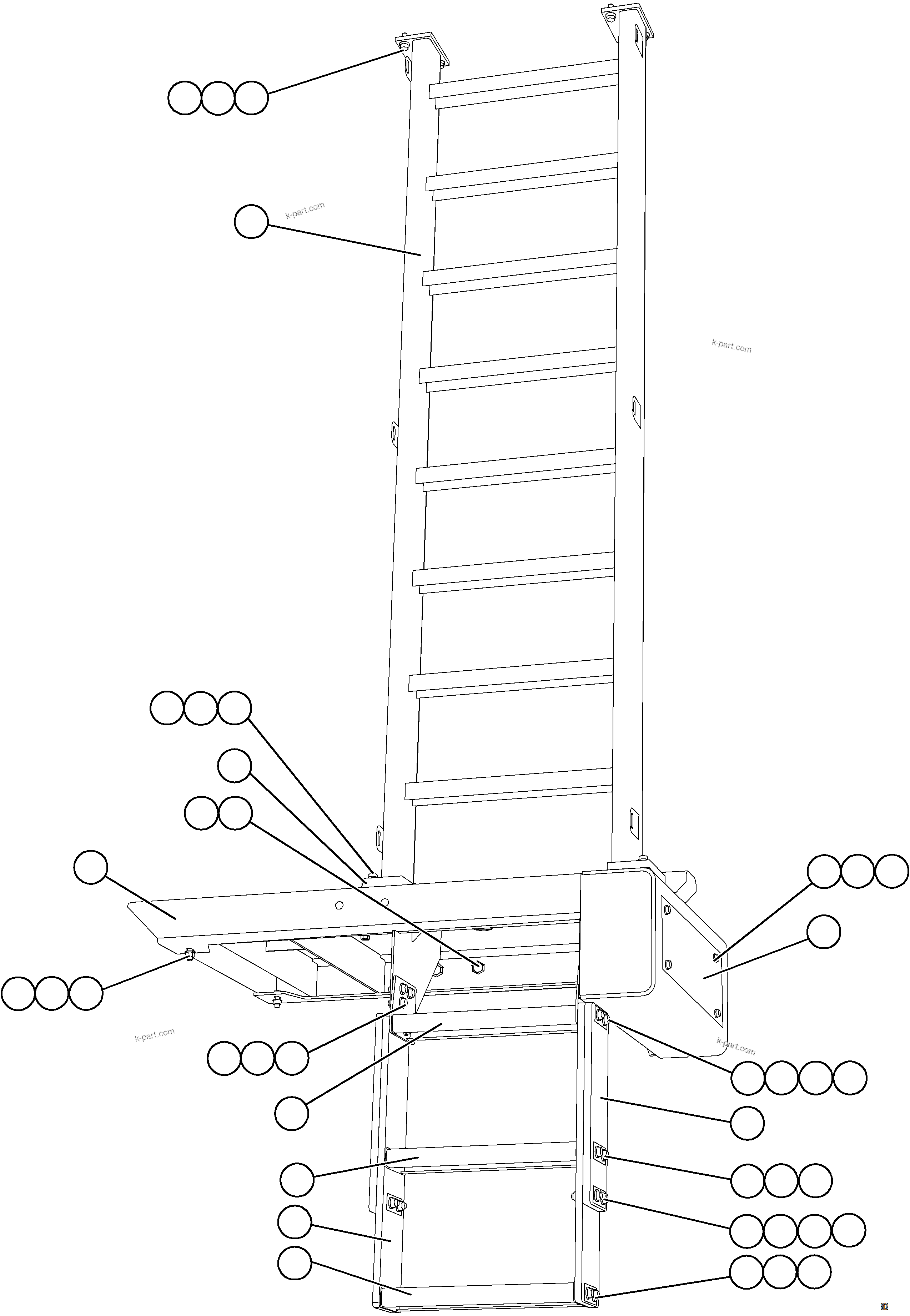 Komatsu parts book diagram for AFE57-KE 830E-1AC S/N A41140 - A41141  KBI: RH LADDER & PLATFORM