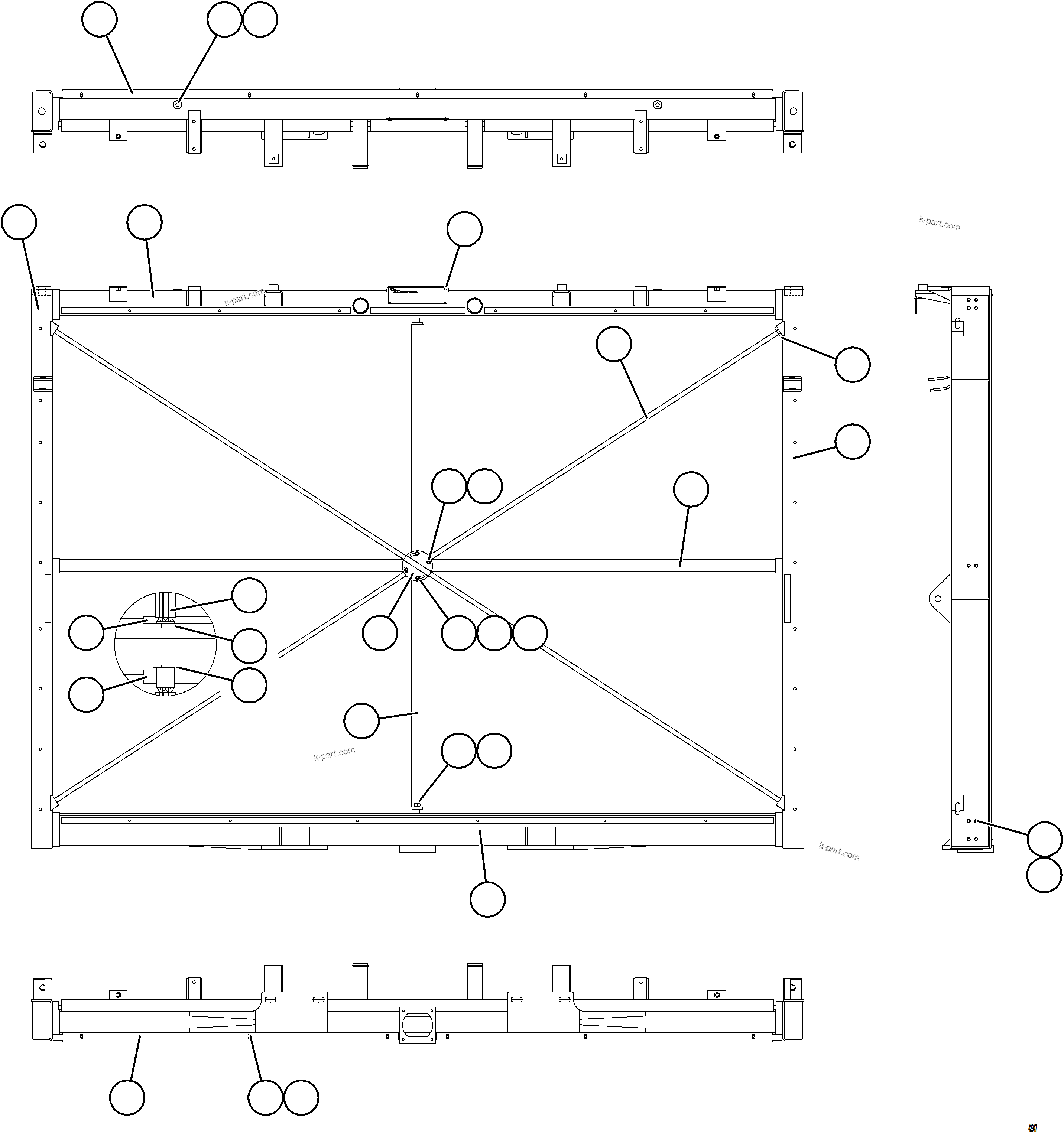 Komatsu parts book diagram for AFE57-KE 830E-1AC S/N A41140 - A41141  KBI: WATER JACKET RADIATOR    XA5341
