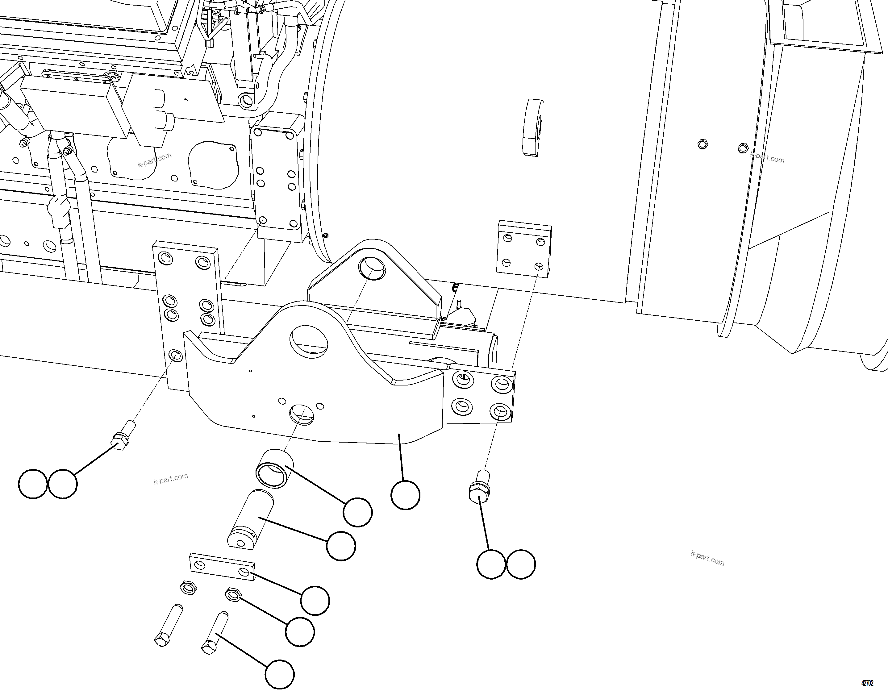 Komatsu parts book diagram for AFE57-KE 830E-1AC S/N A41140 - A41141  KBI: ENGINE CRADLE INSTALLATION