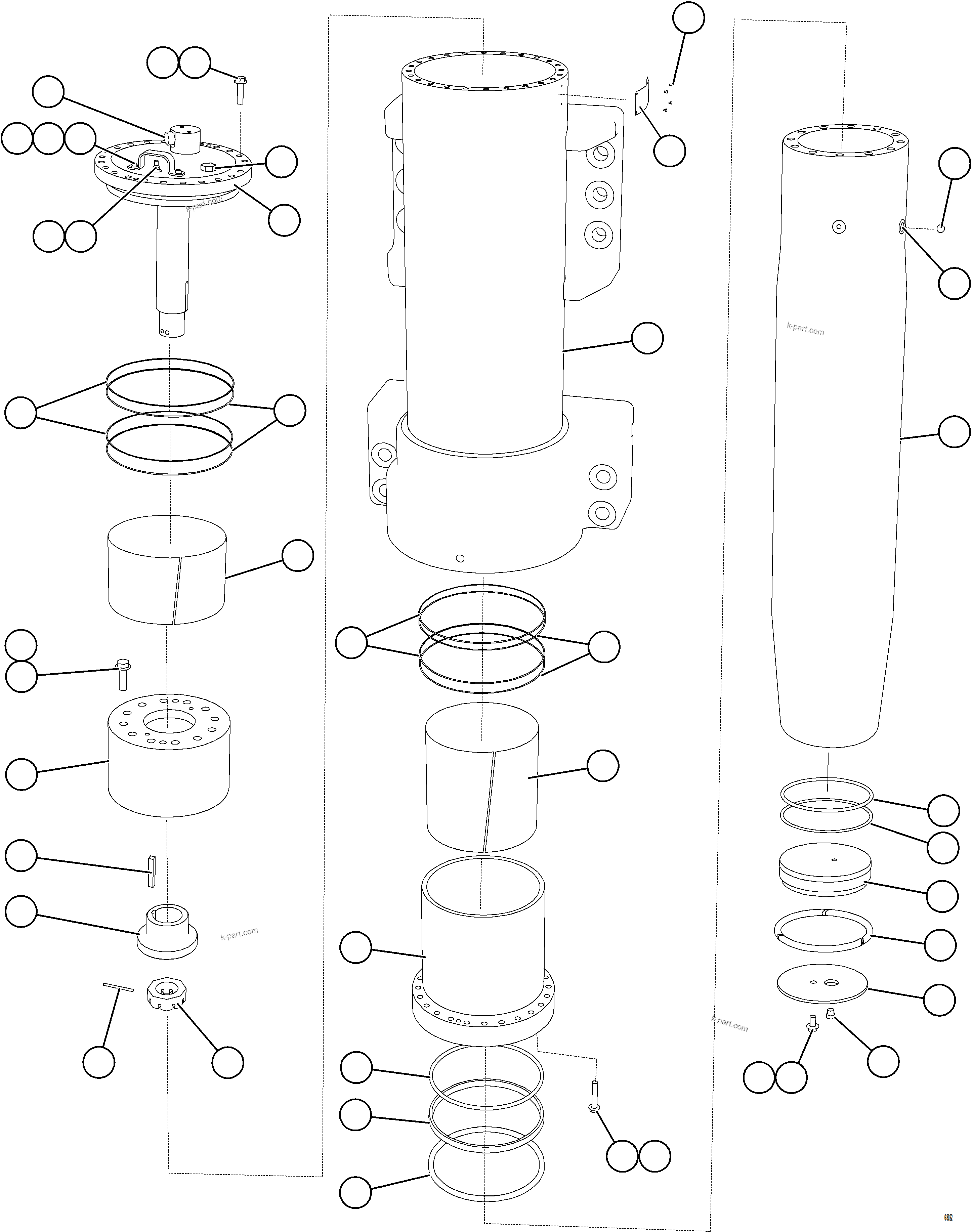 Komatsu parts book diagram for AFE57-KE 830E-1AC S/N A41140 - A41141  KBI: FRONT SUSPENSION    58E-50-00501