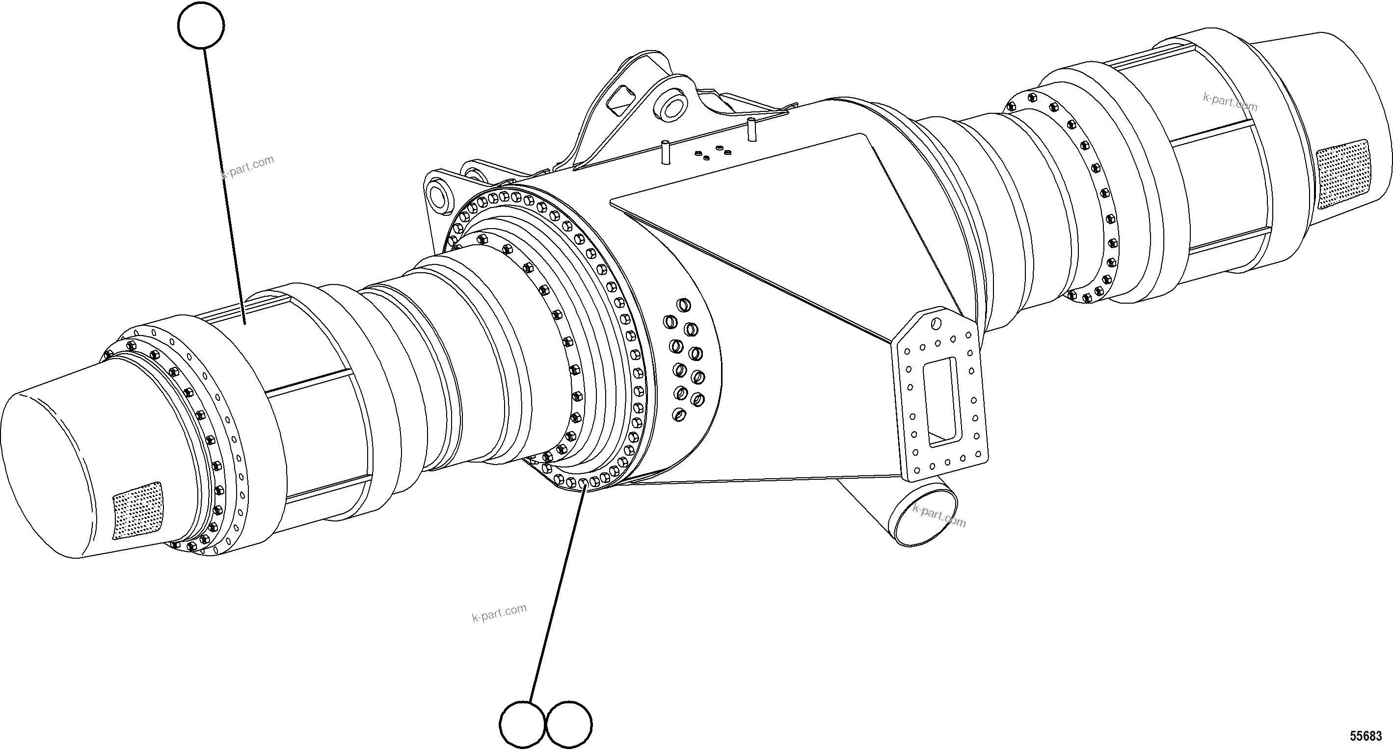 Komatsu parts book diagram for AFE57-KE 830E-1AC S/N A41140 - A41141  KBI: WHEEL MOTOR INSTALLATION