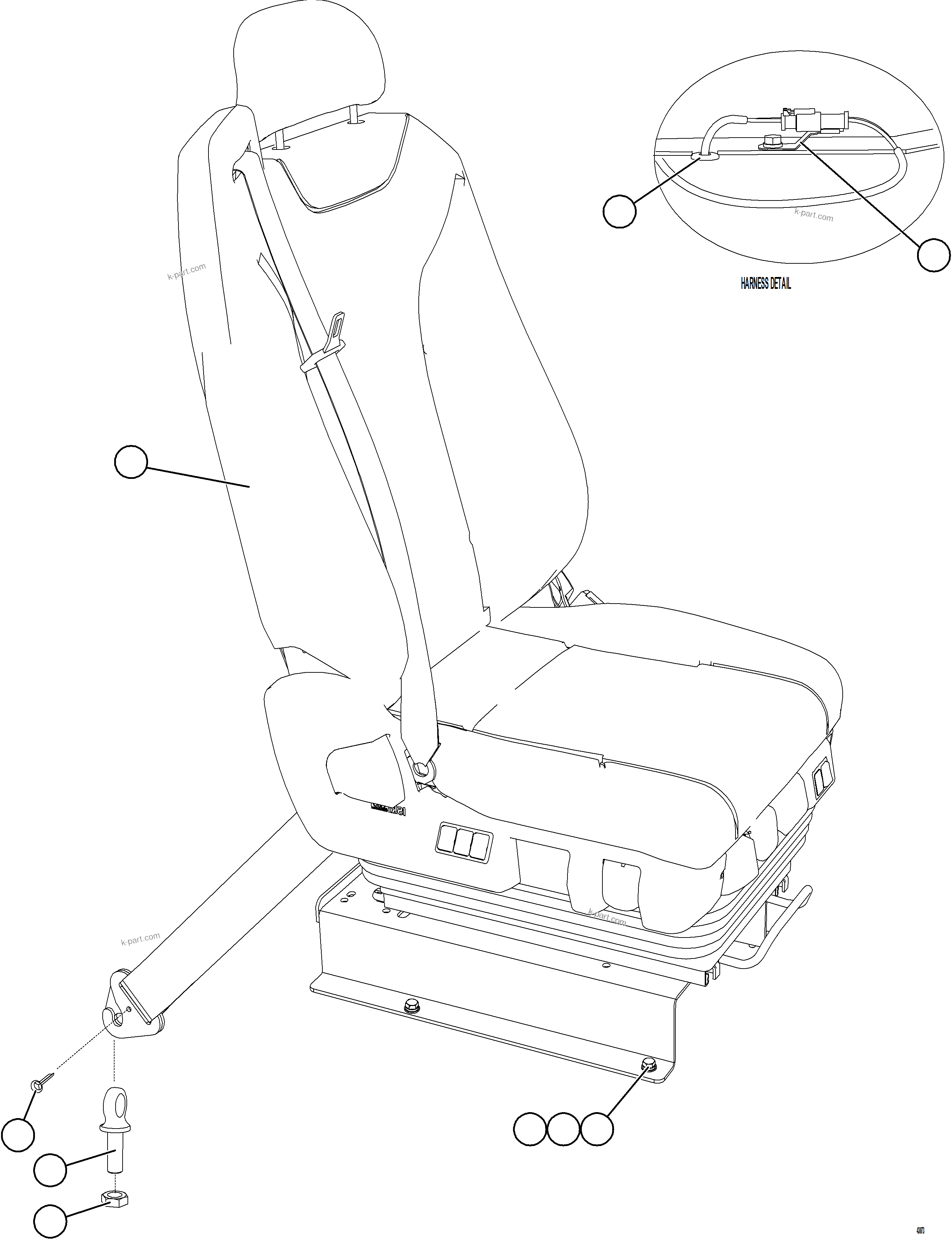 Komatsu parts book diagram for AFE57-KE 830E-1AC S/N A41140 - A41141  KBI: PASSENGER SEAT INSTALLATION