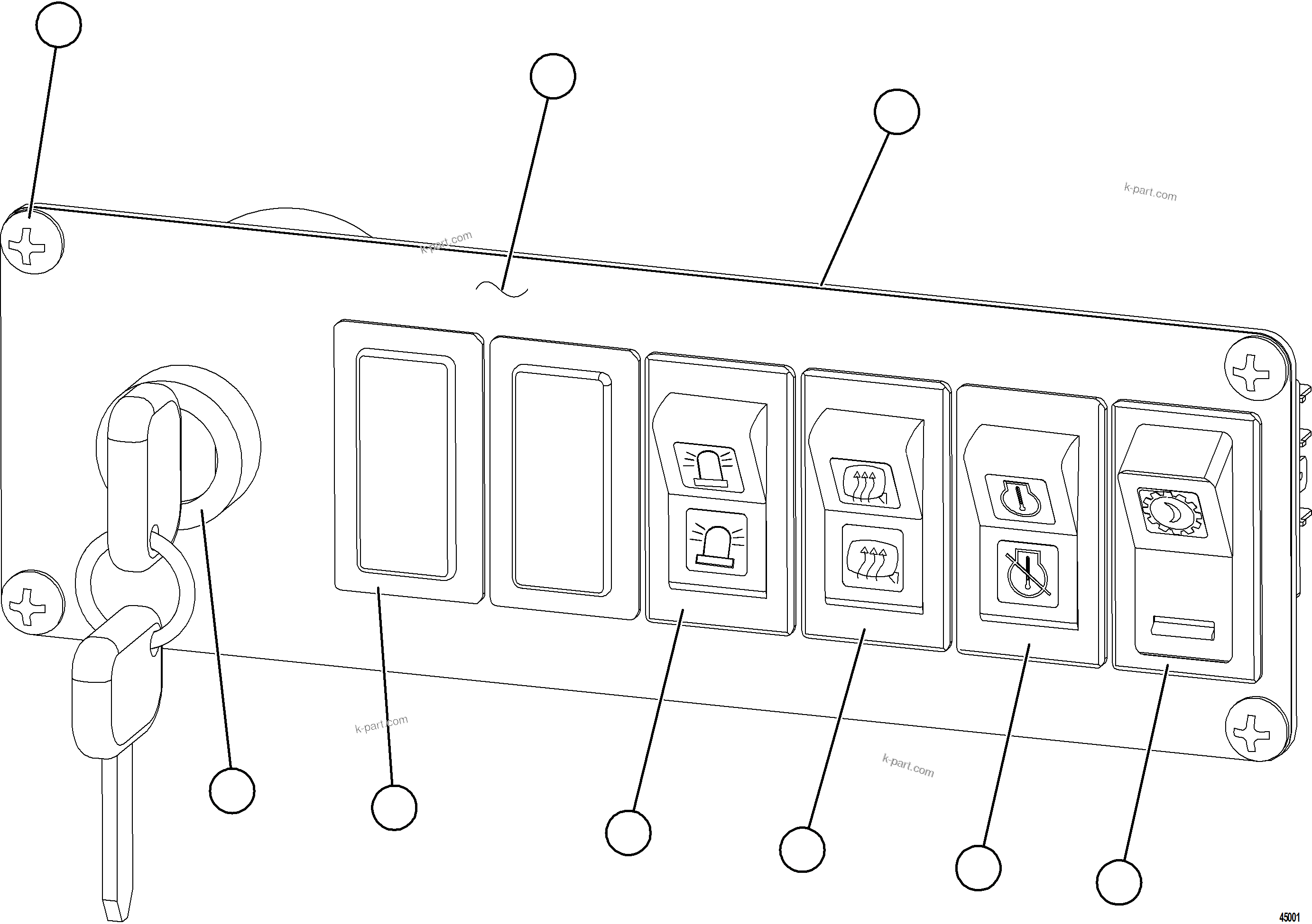 Komatsu parts book diagram for AFE57-KE 830E-1AC S/N A41140 - A41141  KBI: LOWER RH DASH MODULE