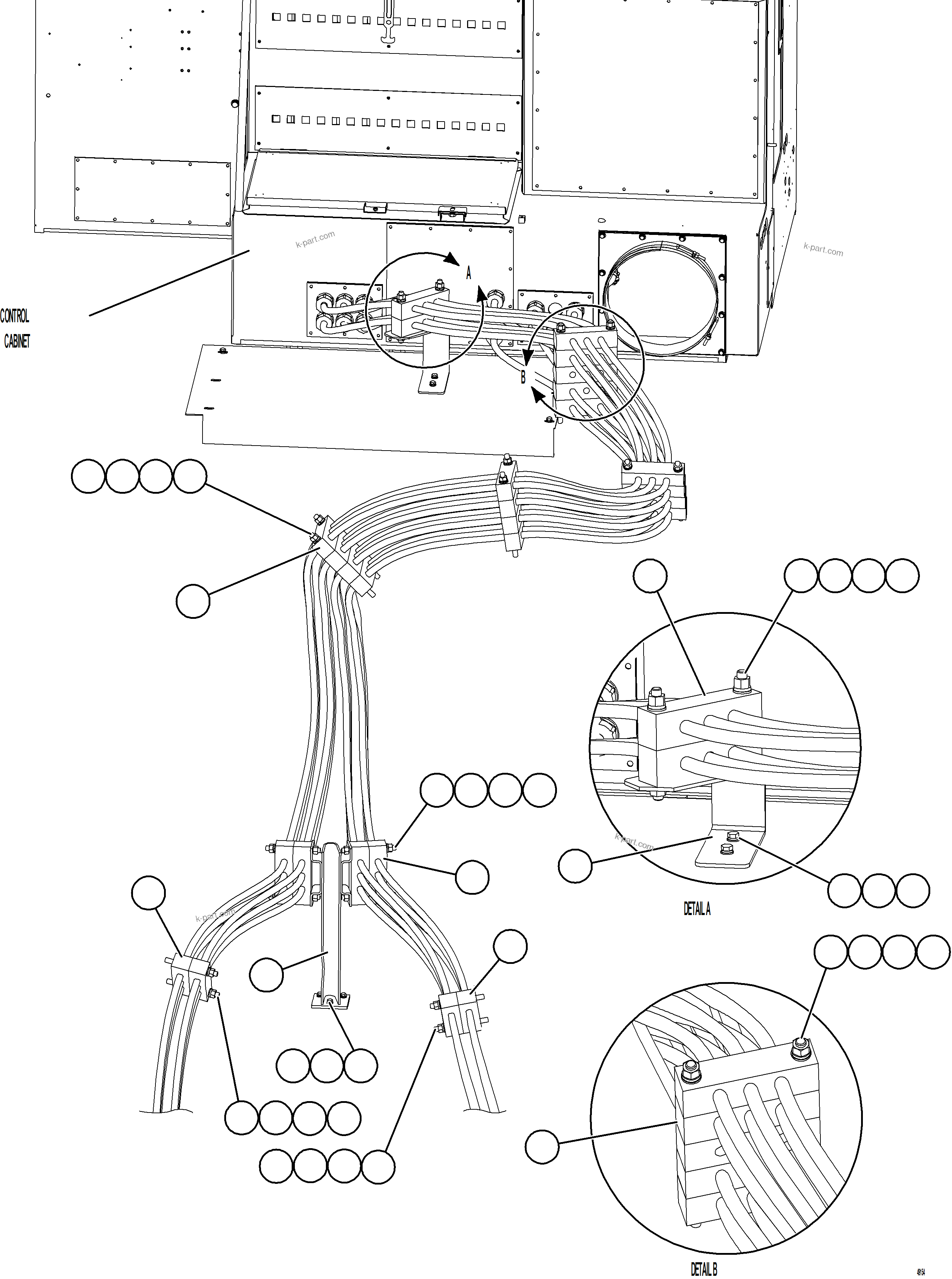 Komatsu parts book diagram for AFE57-KE 830E-1AC S/N A41140 - A41141  KBI: WHEEL MOTOR WIRING    1/4