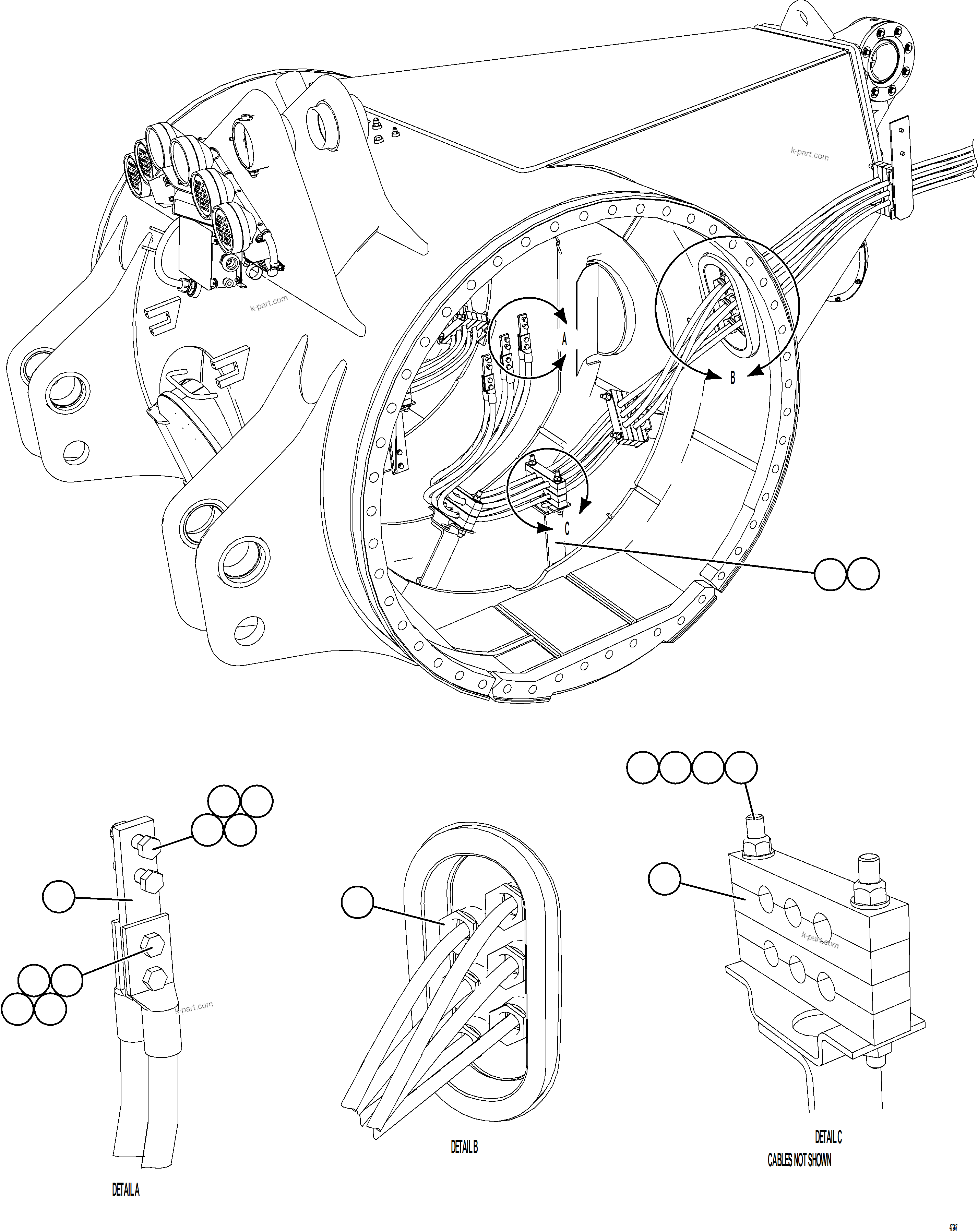 Komatsu parts book diagram for AFE57-KE 830E-1AC S/N A41140 - A41141  KBI: WHEEL MOTOR WIRING    4/4