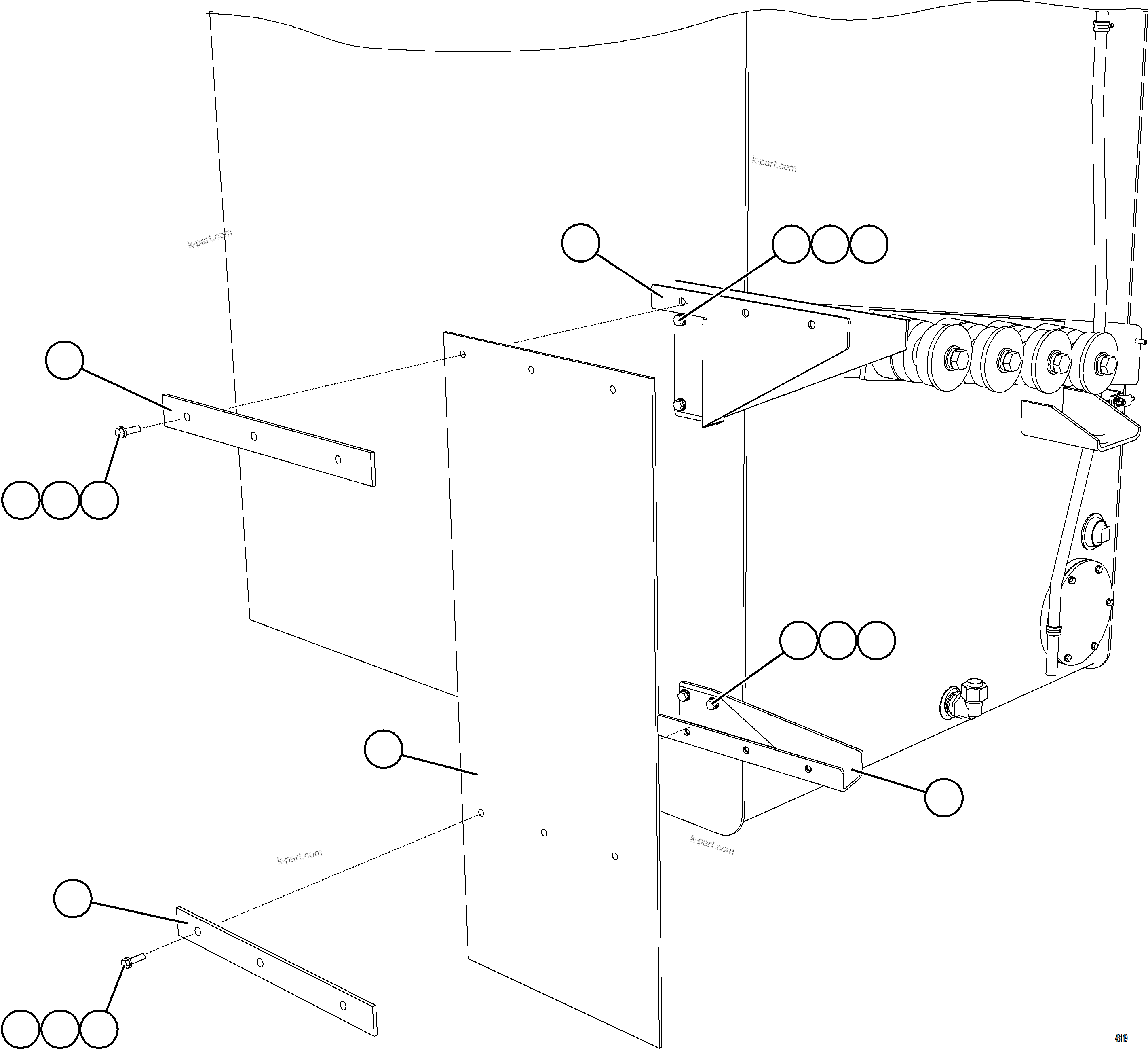 Komatsu parts book diagram for AFE57-KE 830E-1AC S/N A41140 - A41141  KBI: FUEL TANK MUDFLAPS    1/2
