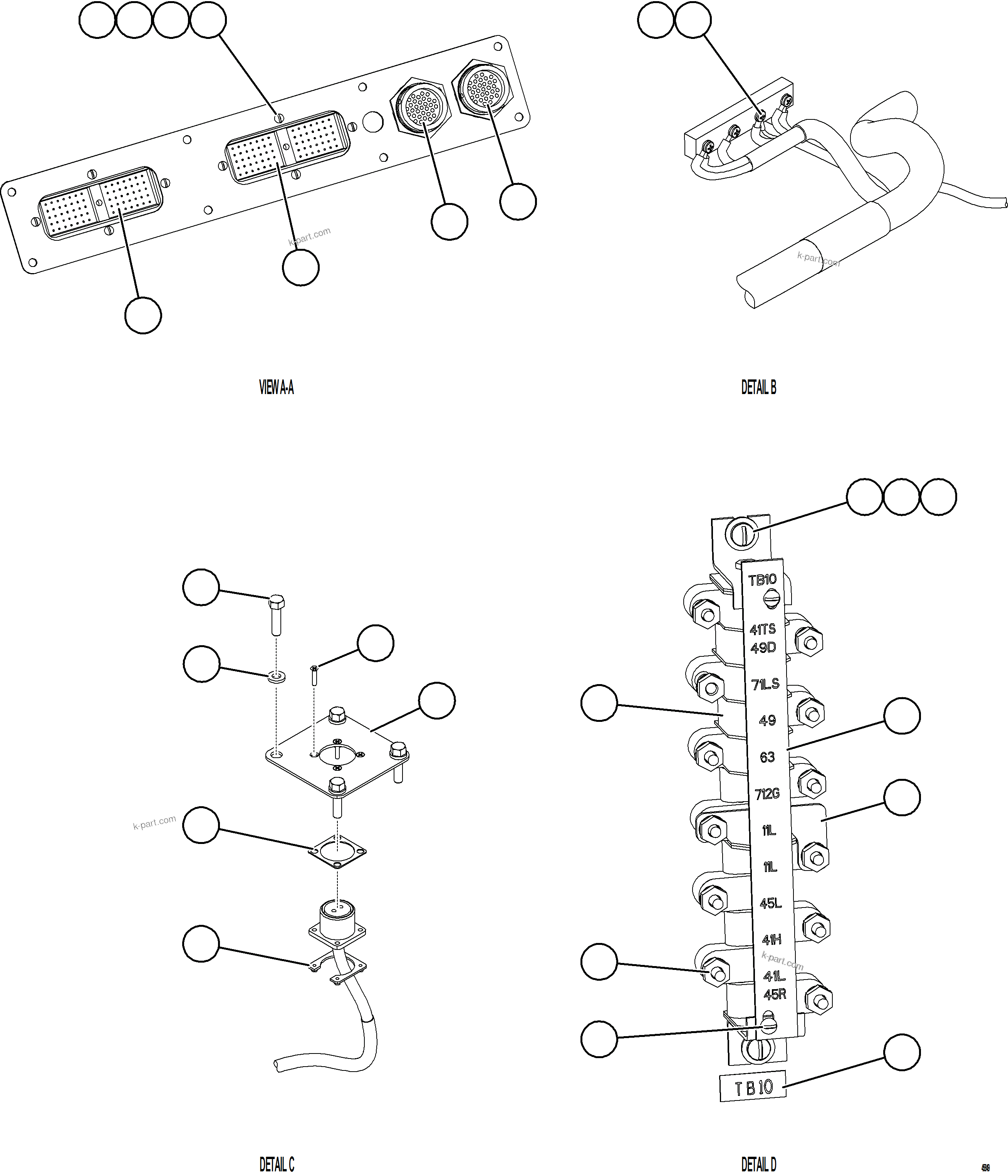 Komatsu parts book diagram for AFE57-KE 830E-1AC S/N A41140 - A41141  KBI: INTERNAL CAB WIRING    2/2