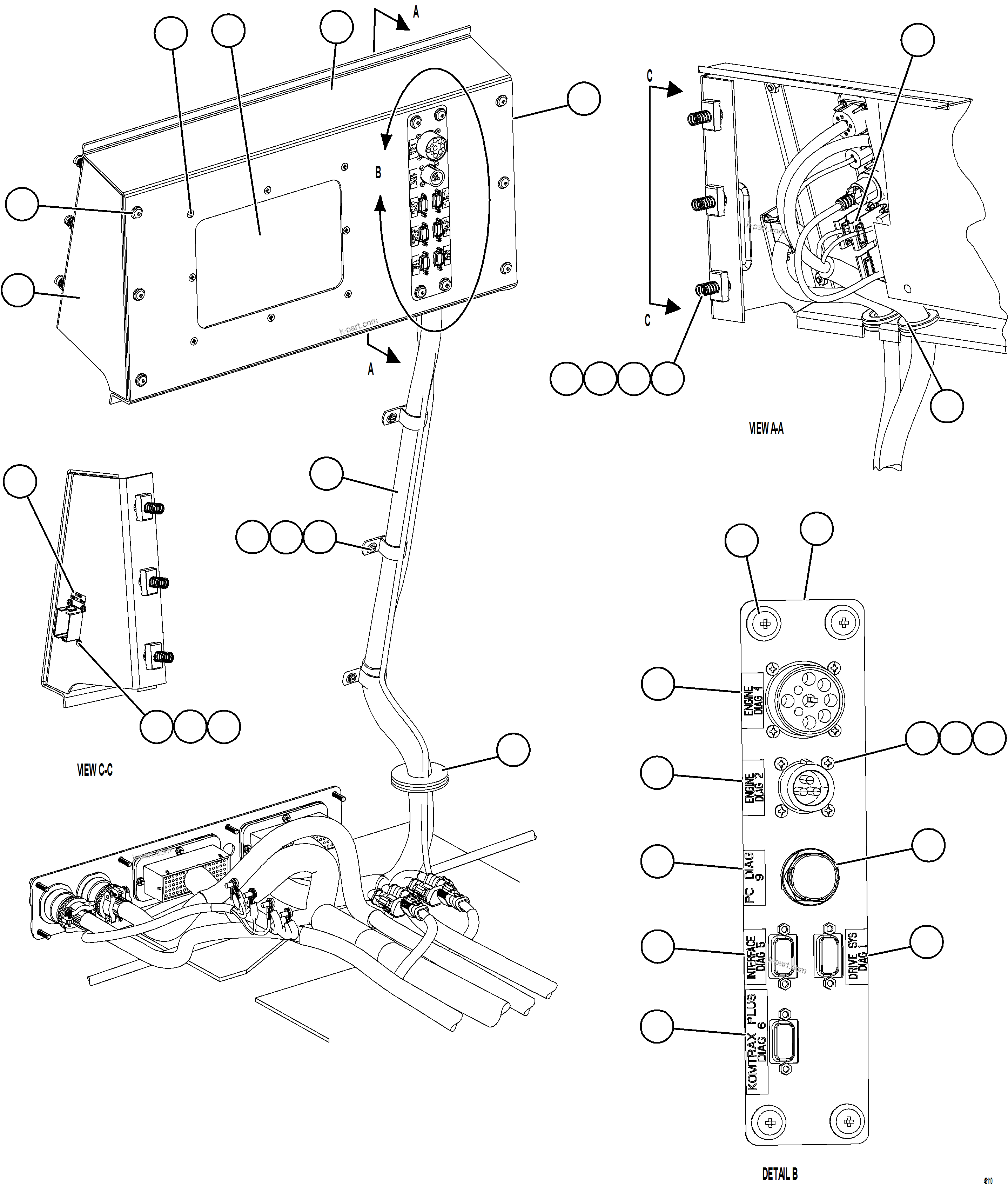 Komatsu parts book diagram for AFE57-KE 830E-1AC S/N A41140 - A41141  KBI: DID PANEL INSTALLATION