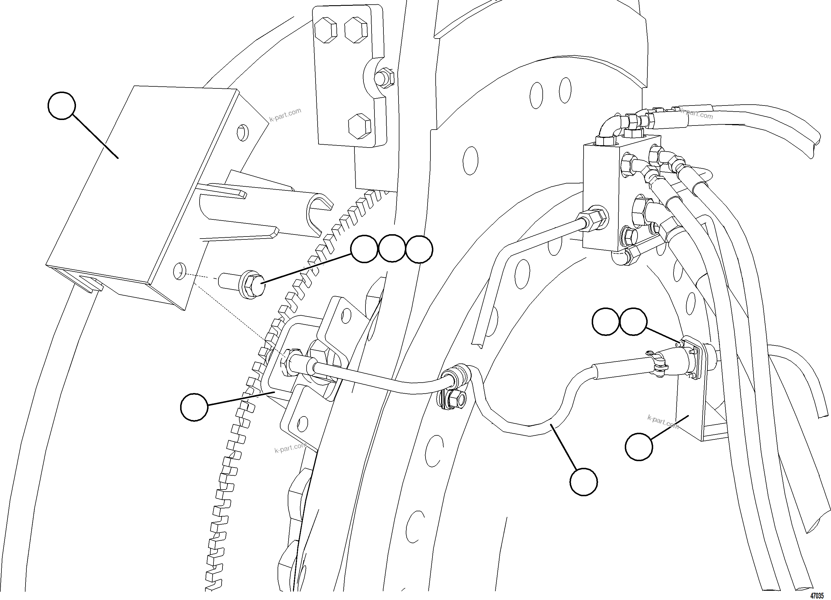 Komatsu parts book diagram for AFE57-KE 830E-1AC S/N A41140 - A41141  KBI: FRONT WHEEL SPEED SENSOR INSTALLATION