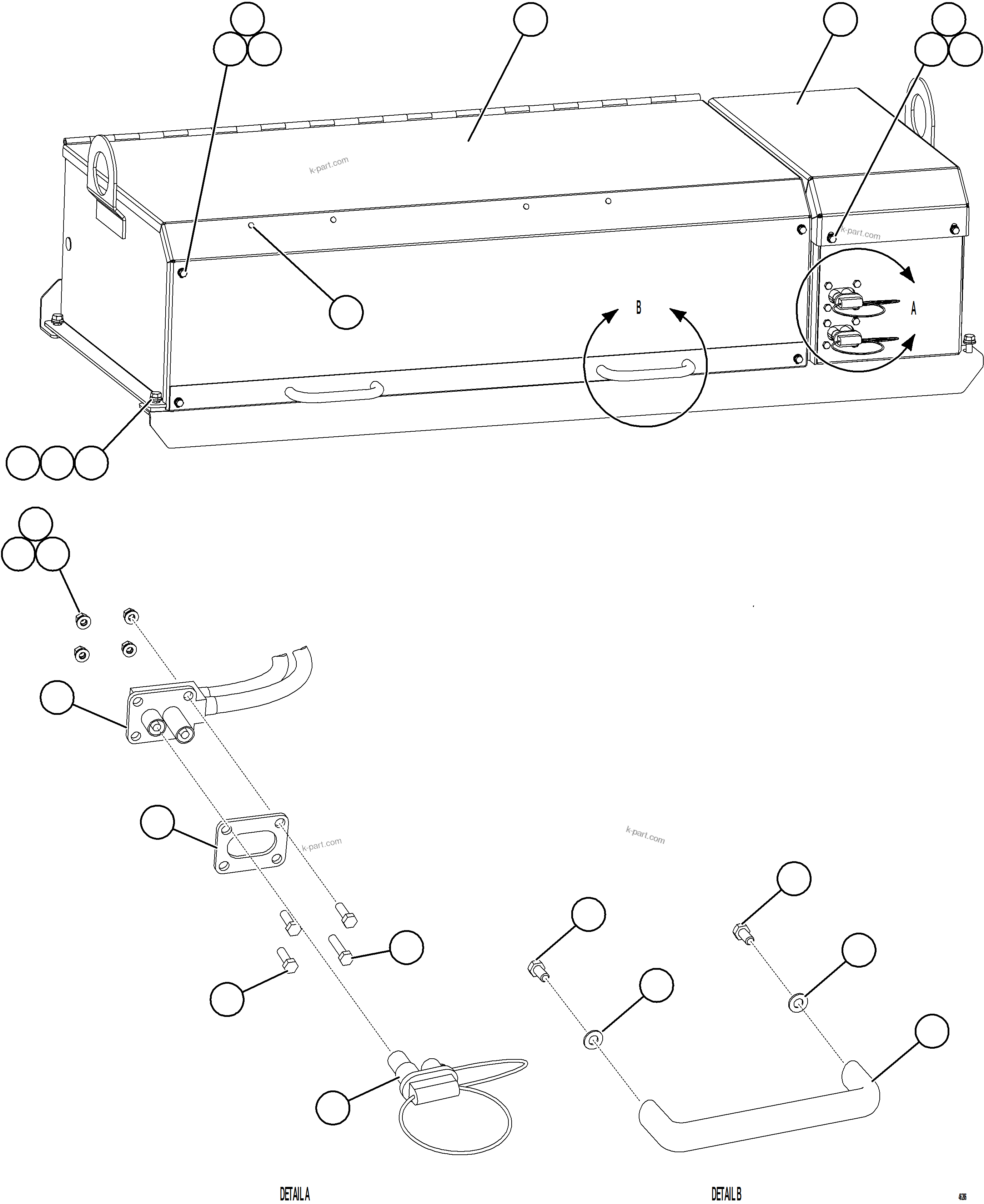 Komatsu parts book diagram for AFE57-KE 830E-1AC S/N A41140 - A41141  KBI: BATTERY BOX    1/6