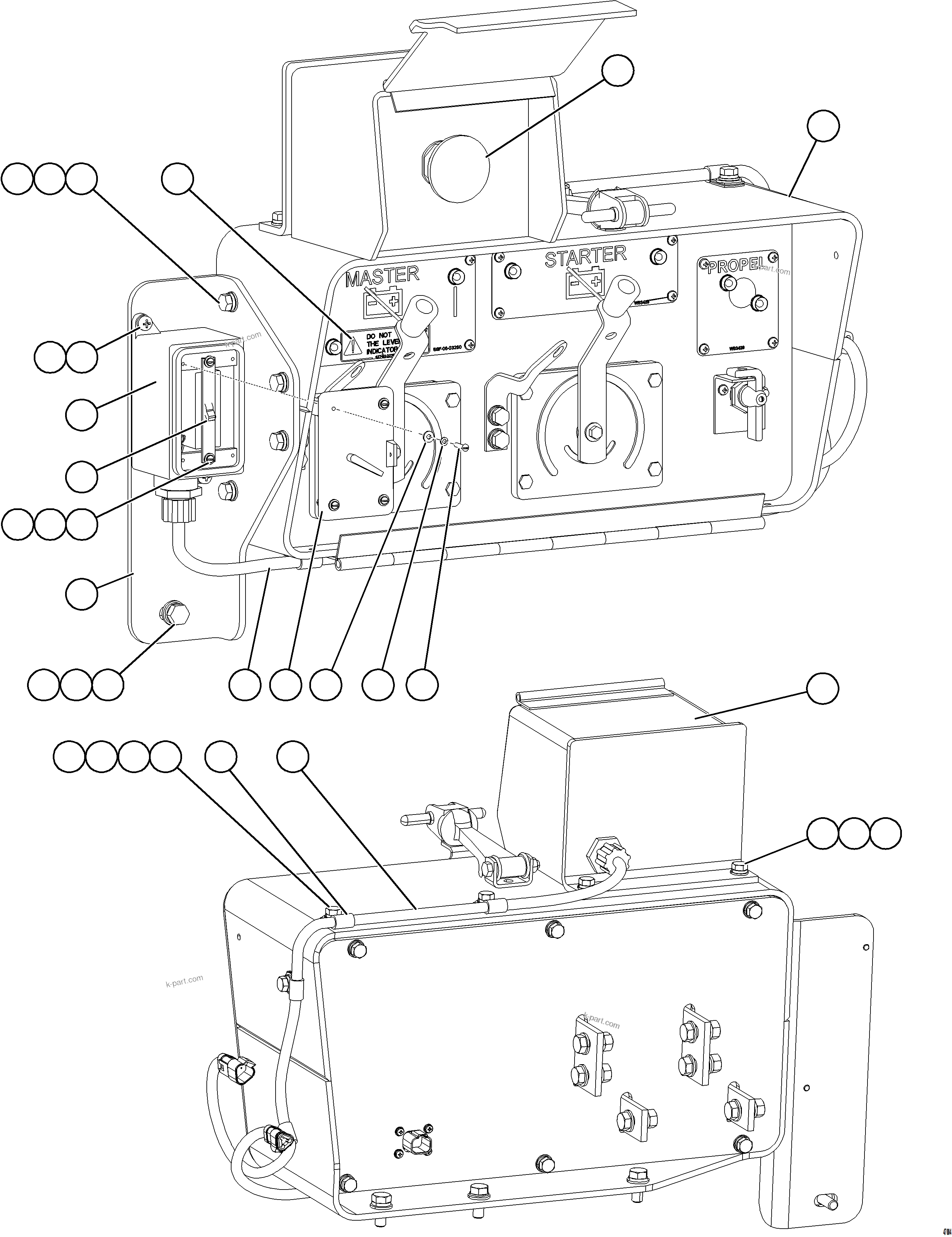 Komatsu parts book diagram for AFE57-KE 830E-1AC S/N A41140 - A41141  KBI: ISOLATION BOX WIRING    3/3
