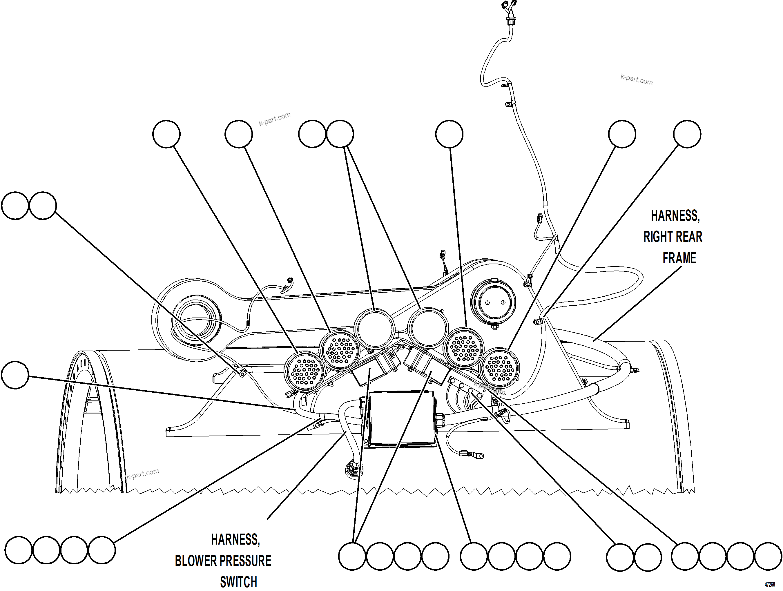 Komatsu parts book diagram for AFE57-KE 830E-1AC S/N A41140 - A41141  KBI: REAR LIGHTS & BACKUP ALARM INSTALLATION