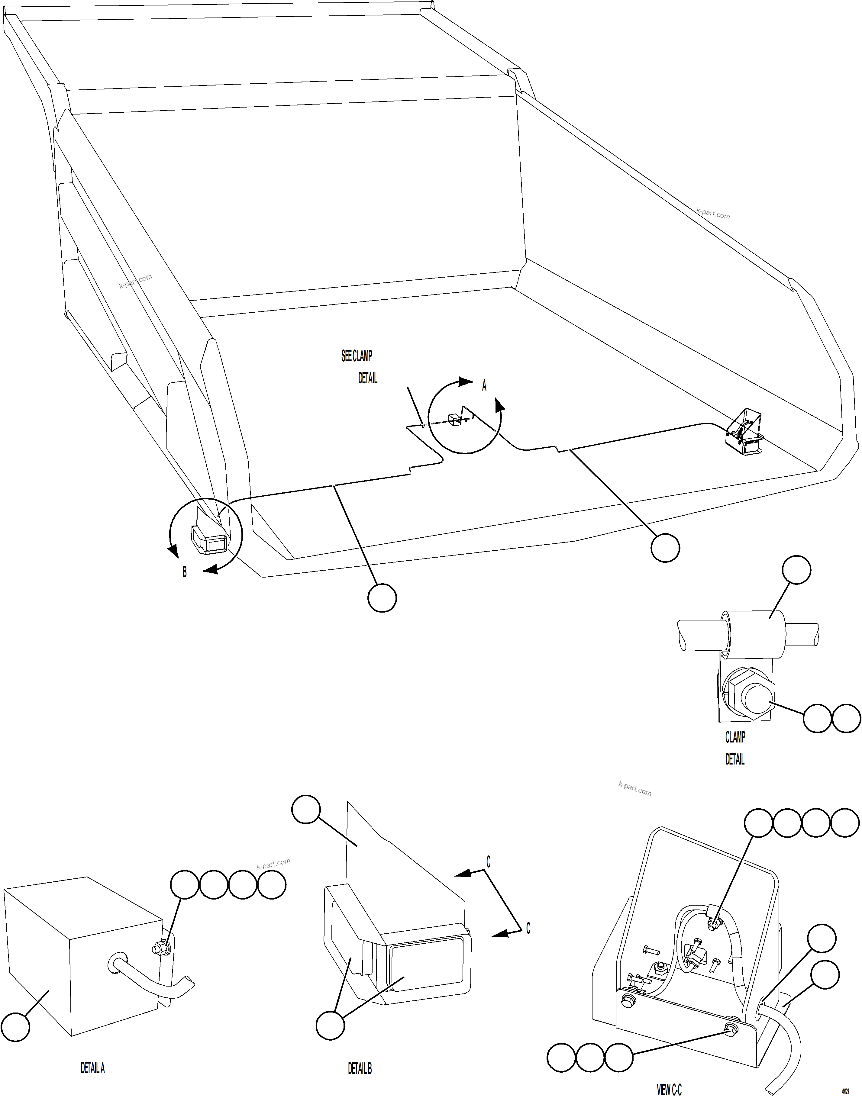 Komatsu parts book diagram for AFE57-KE 830E-1AC S/N A41140 - A41141  KBI: REAR TURN & CLEARANCE LIGHTS