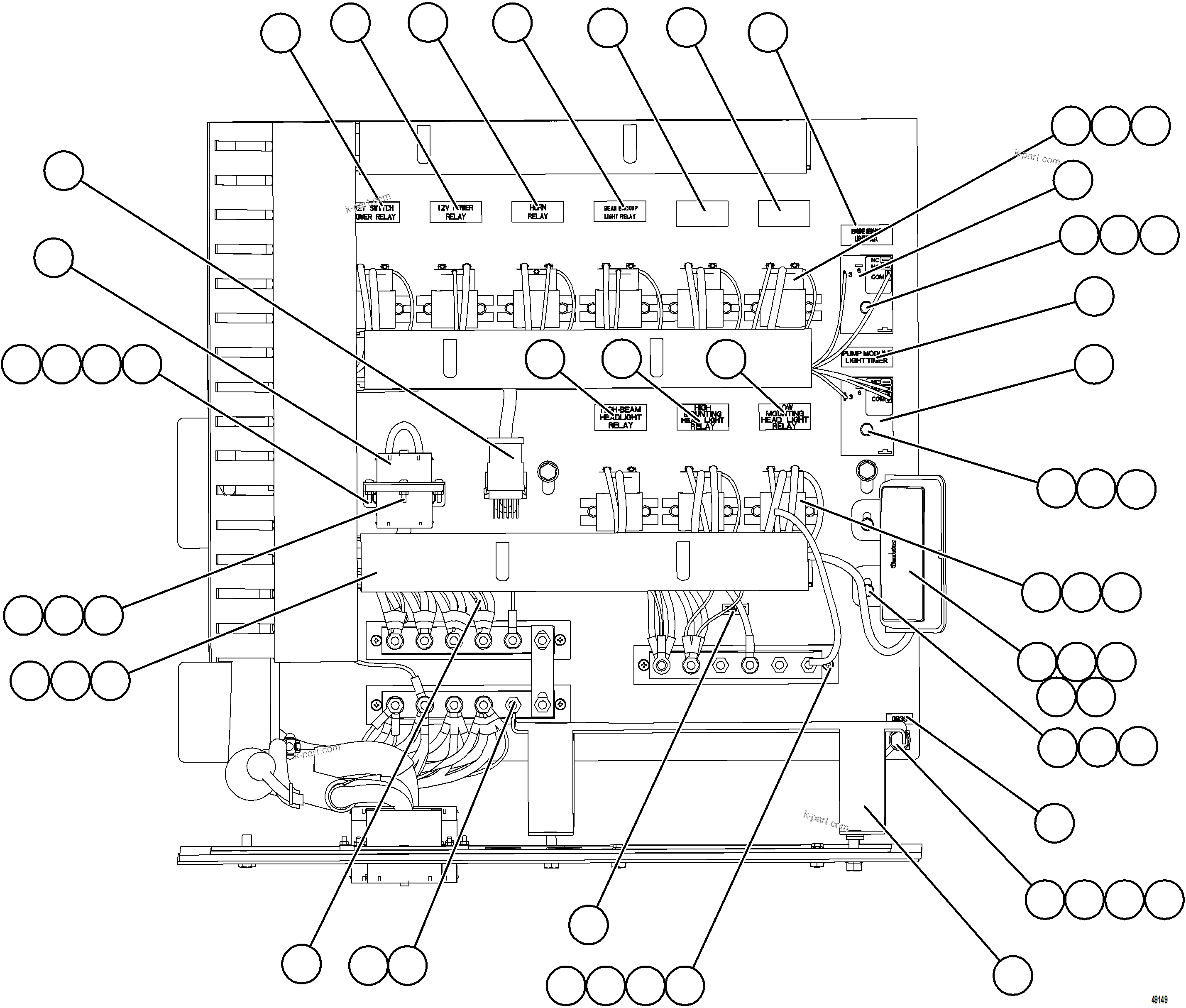Komatsu parts book diagram for AFE57-KE 830E-1AC S/N A41140 - A41141  KBI: AUX CONTROL CABINET COMPONENTS - RH WALL    2/2