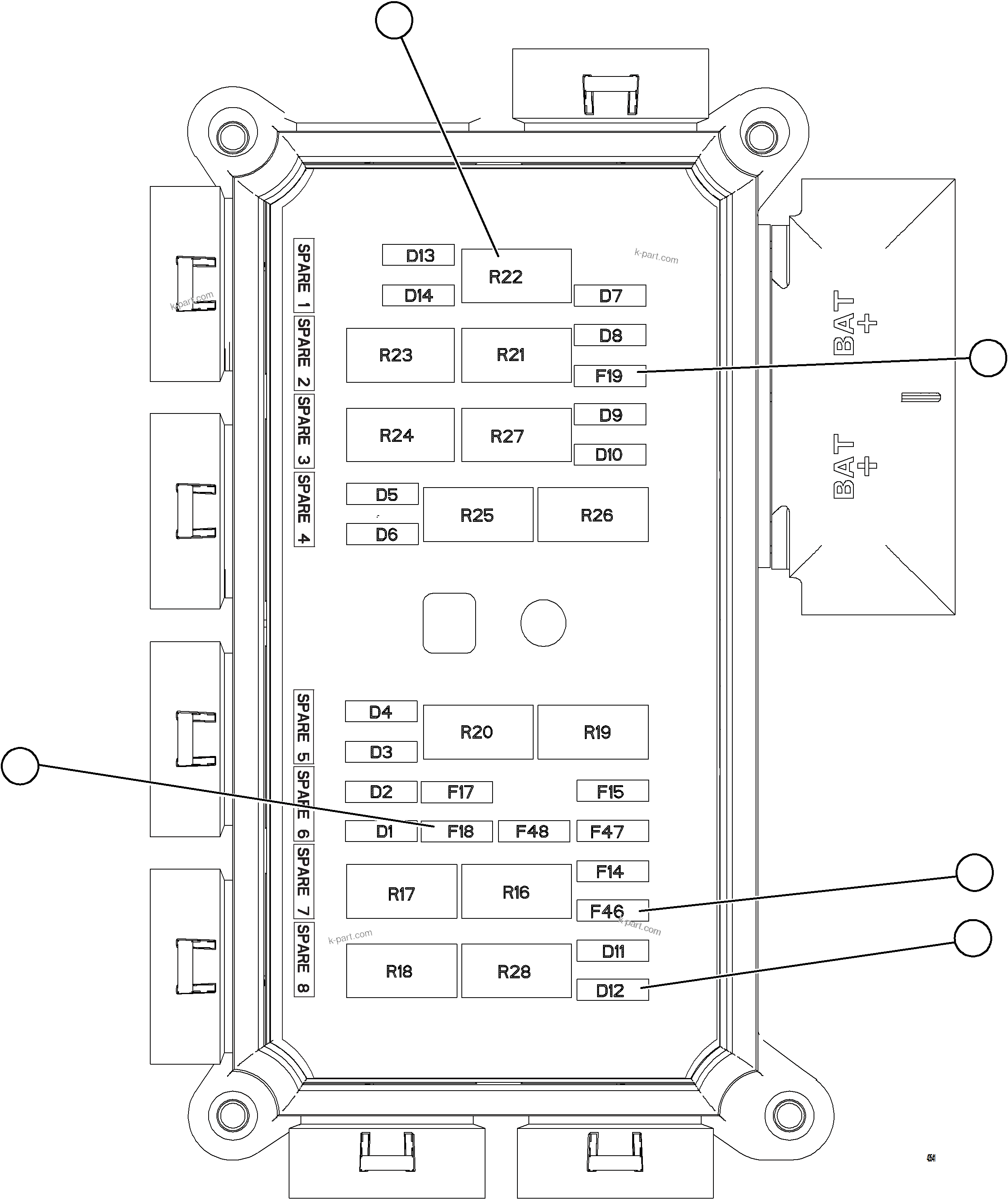 Komatsu parts book diagram for AFE57-KE 830E-1AC S/N A41140 - A41141  KBI: VEHICLE ELECTRICAL CENTER VEC-90    58E-06-20050