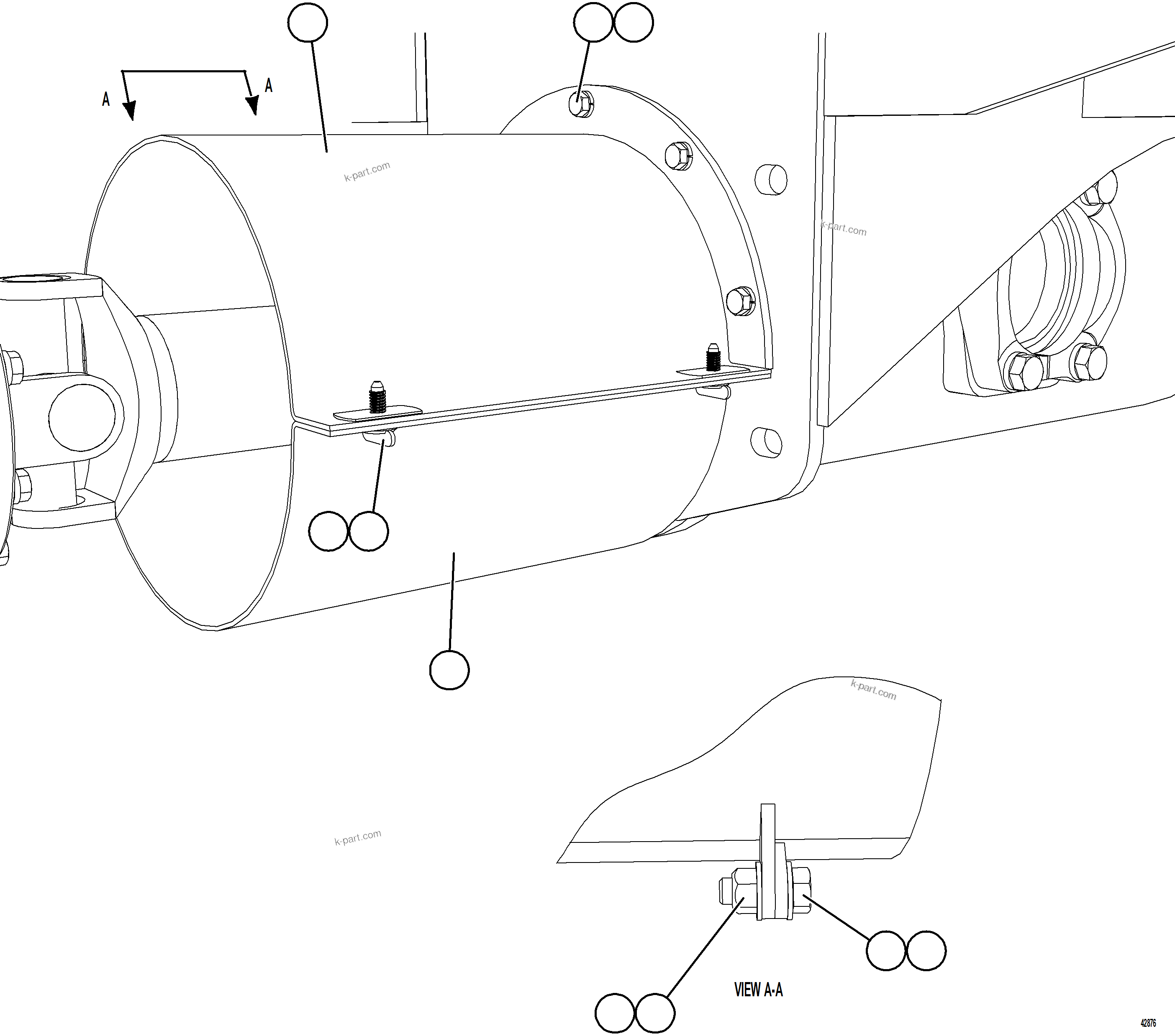 Komatsu parts book diagram for AFE57-KE 830E-1AC S/N A41140 - A41141  KBI: DRIVESHAFT GUARD