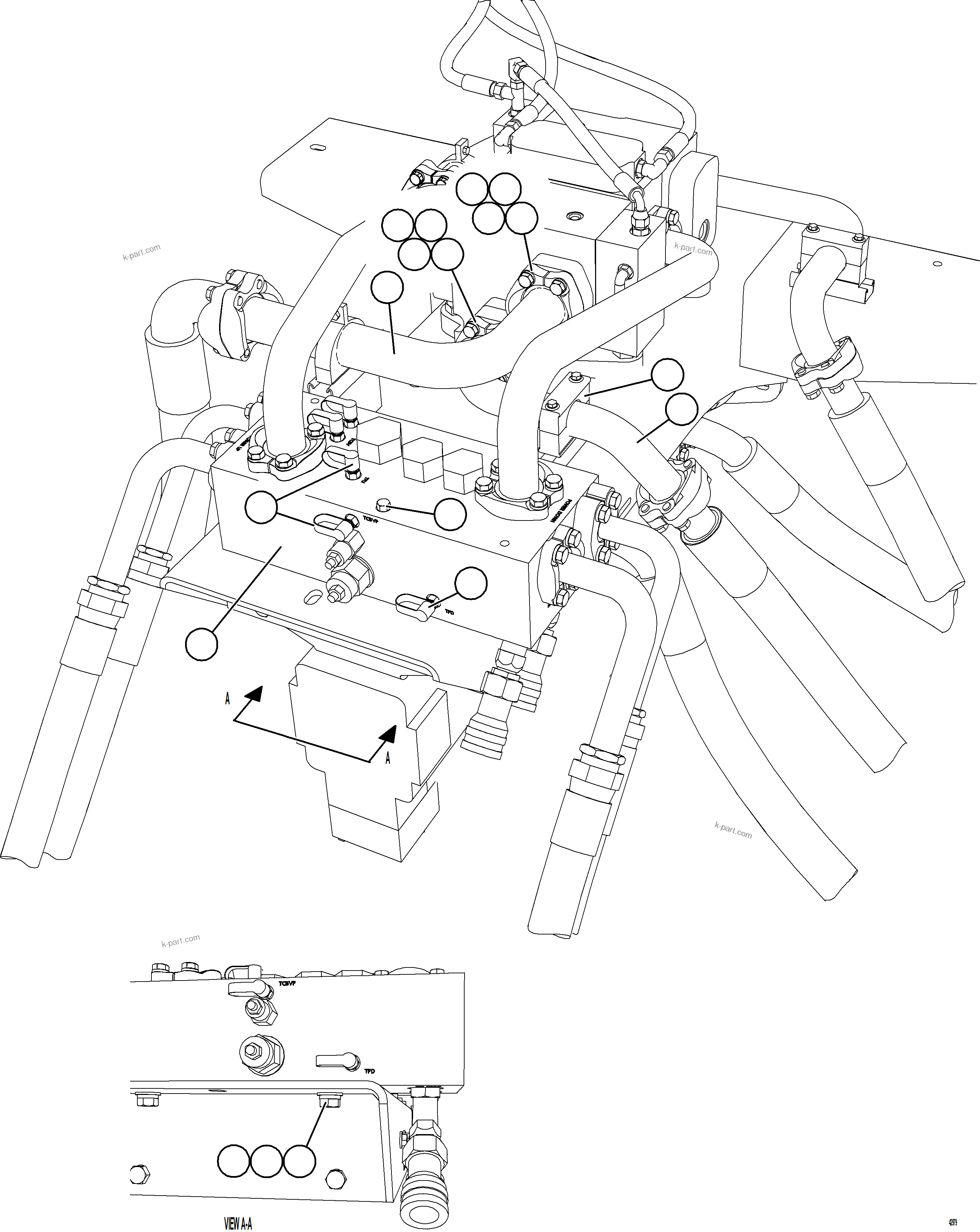 Komatsu parts book diagram for AFE57-KE 830E-1AC S/N A41140 - A41141  KBI: HOIST PIPING    4/4