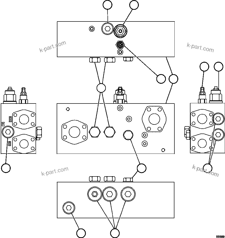 Komatsu parts book diagram for AFE57-KE 830E-1AC S/N A41140 - A41141  KBI: OVERCENTER MANIFOLD VALVE ASSM    PC0522