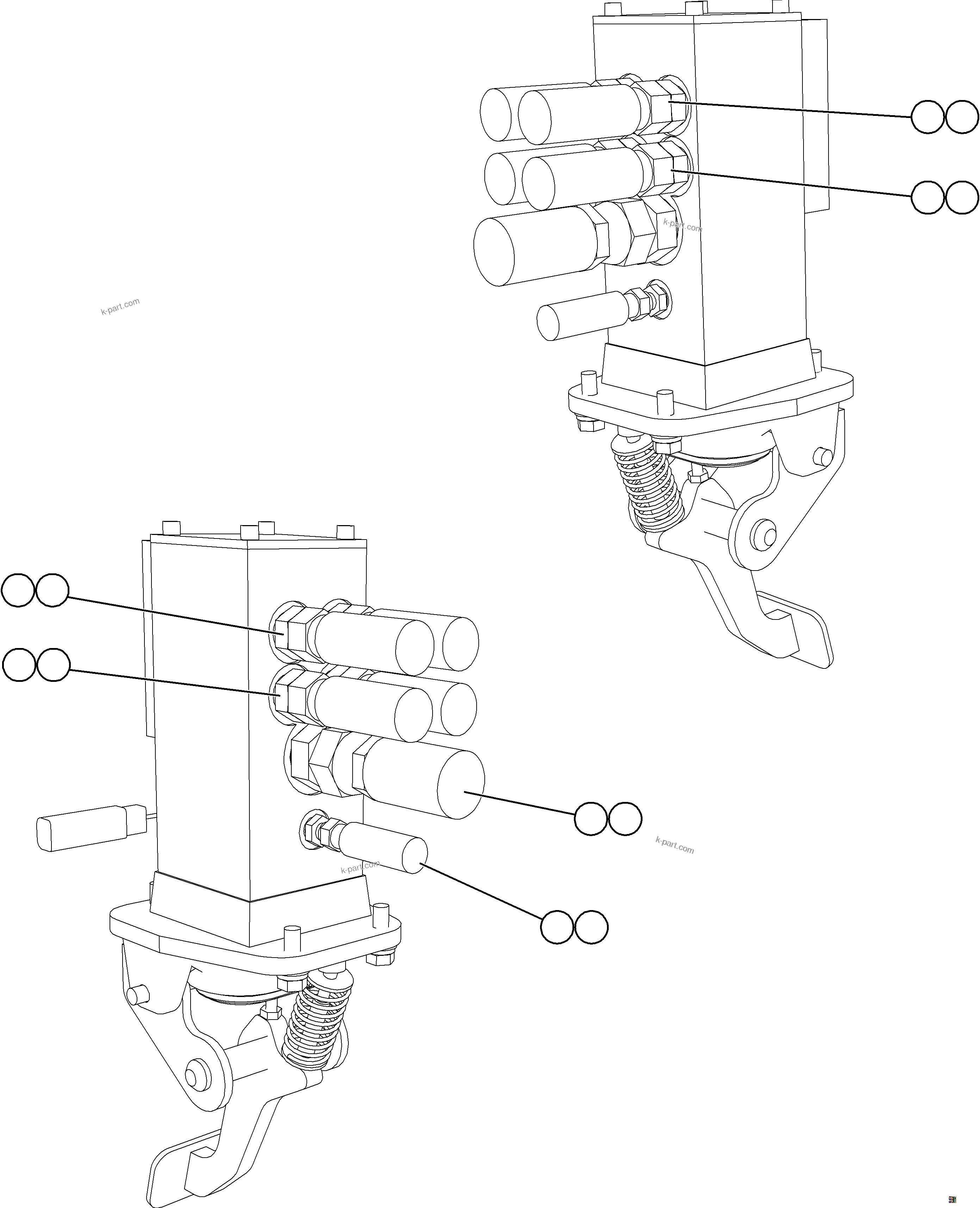 Komatsu parts book diagram for AFE57-KE 830E-1AC S/N A41140 - A41141  KBI: BRAKE VALVE PIPING