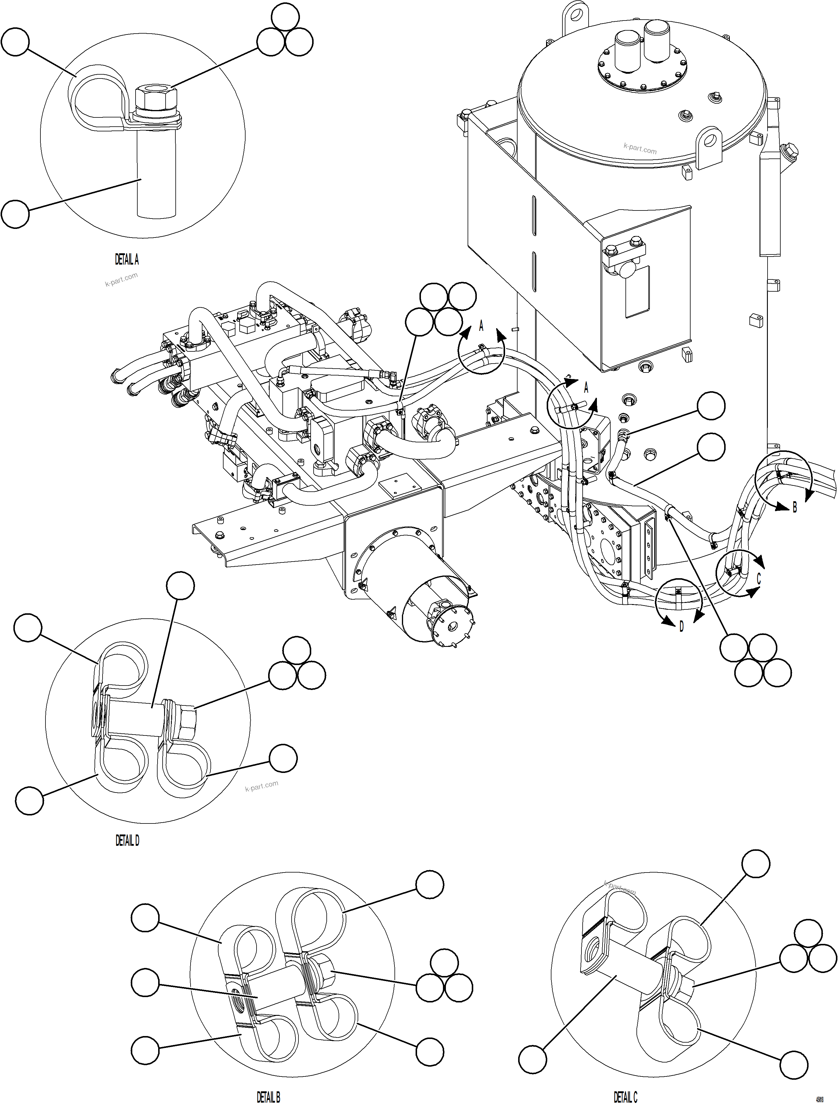 Komatsu parts book diagram for AFE57-KE 830E-1AC S/N A41140 - A41141  KBI: HYDRAULIC CABINET PIPING