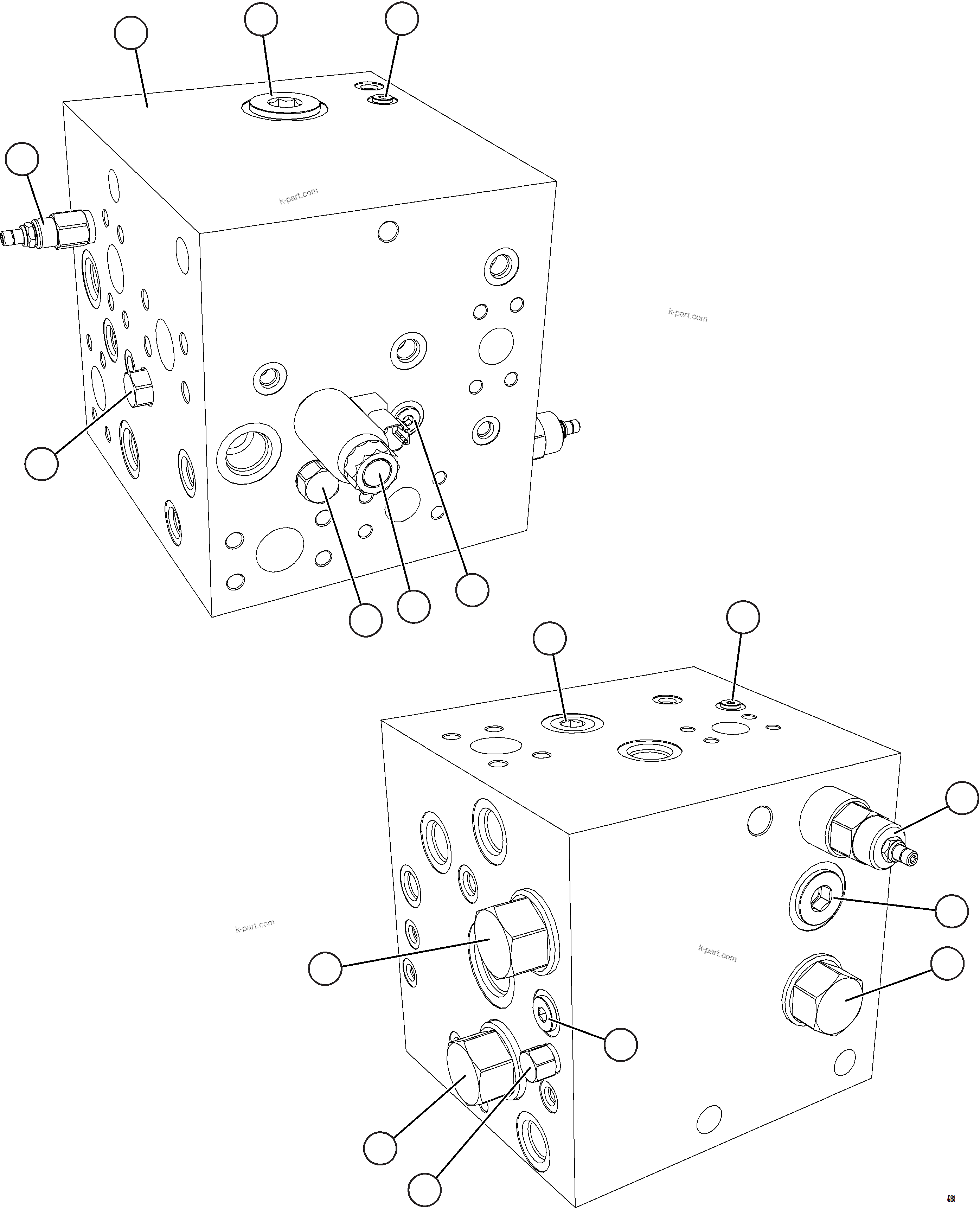 Komatsu parts book diagram for AFE57-KE 830E-1AC S/N A41140 - A41141  KBI: BLEEDDOWN MANIFOLD    58E-60-13000