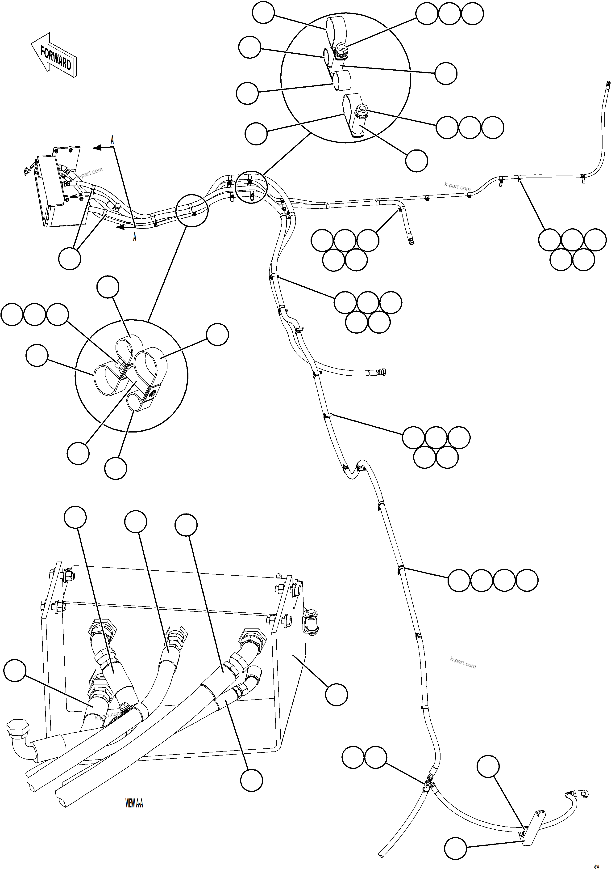 Komatsu parts book diagram for AFE57-KE 830E-1AC S/N A41140 - A41141  KBI: SERVICE CENTER PIPING    3/3