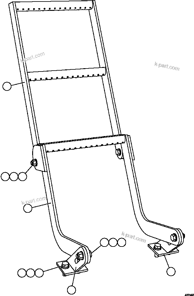 Komatsu parts book diagram for AFE57-KE 830E-1AC S/N A41140 - A41141  KBI: REAR AXLE SERVICE CENTER LADDER