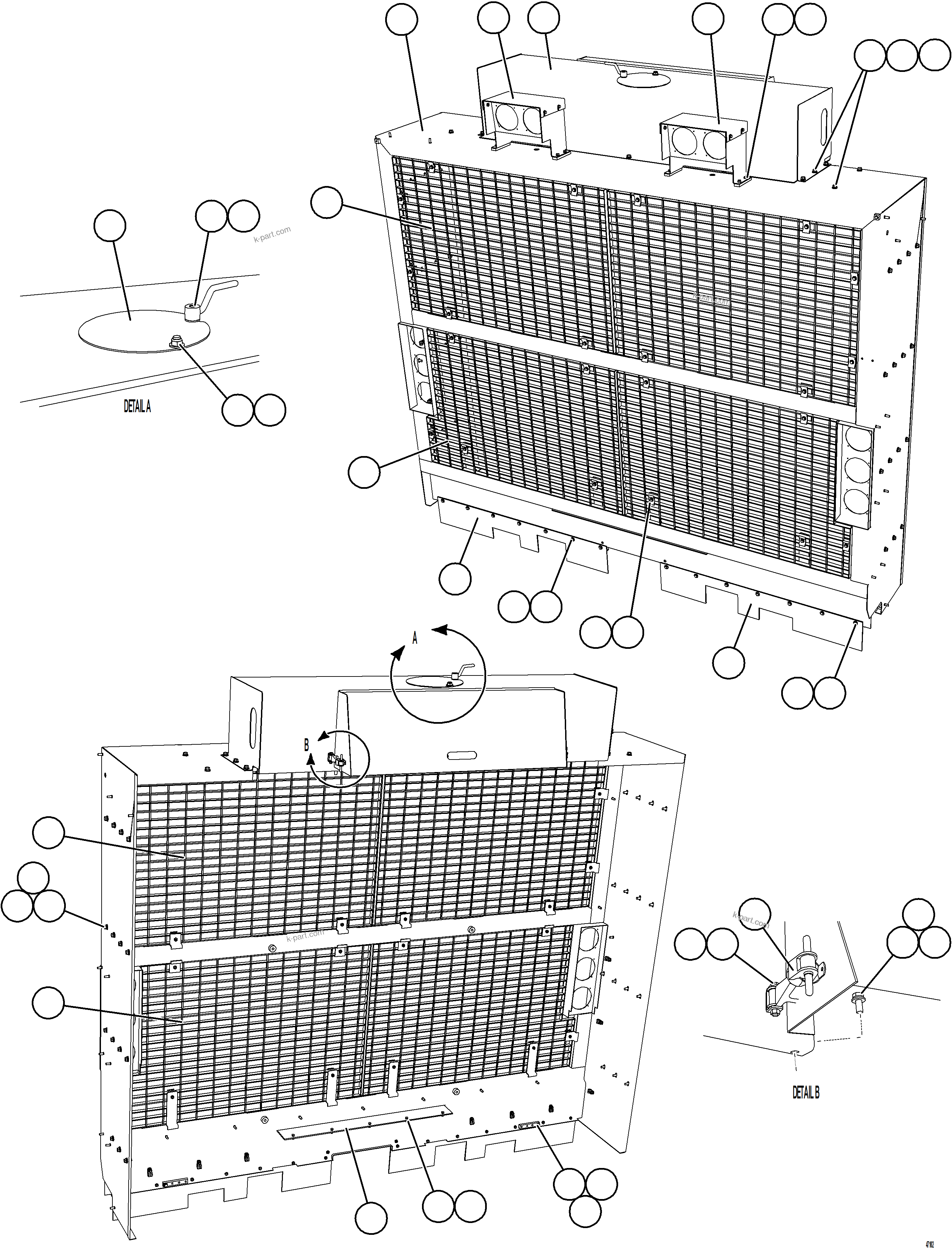 Komatsu parts book diagram for AFE57-KF 830E-1AC S/N A41142  MODERN MACHINERY: GRILLE INSTALLATION