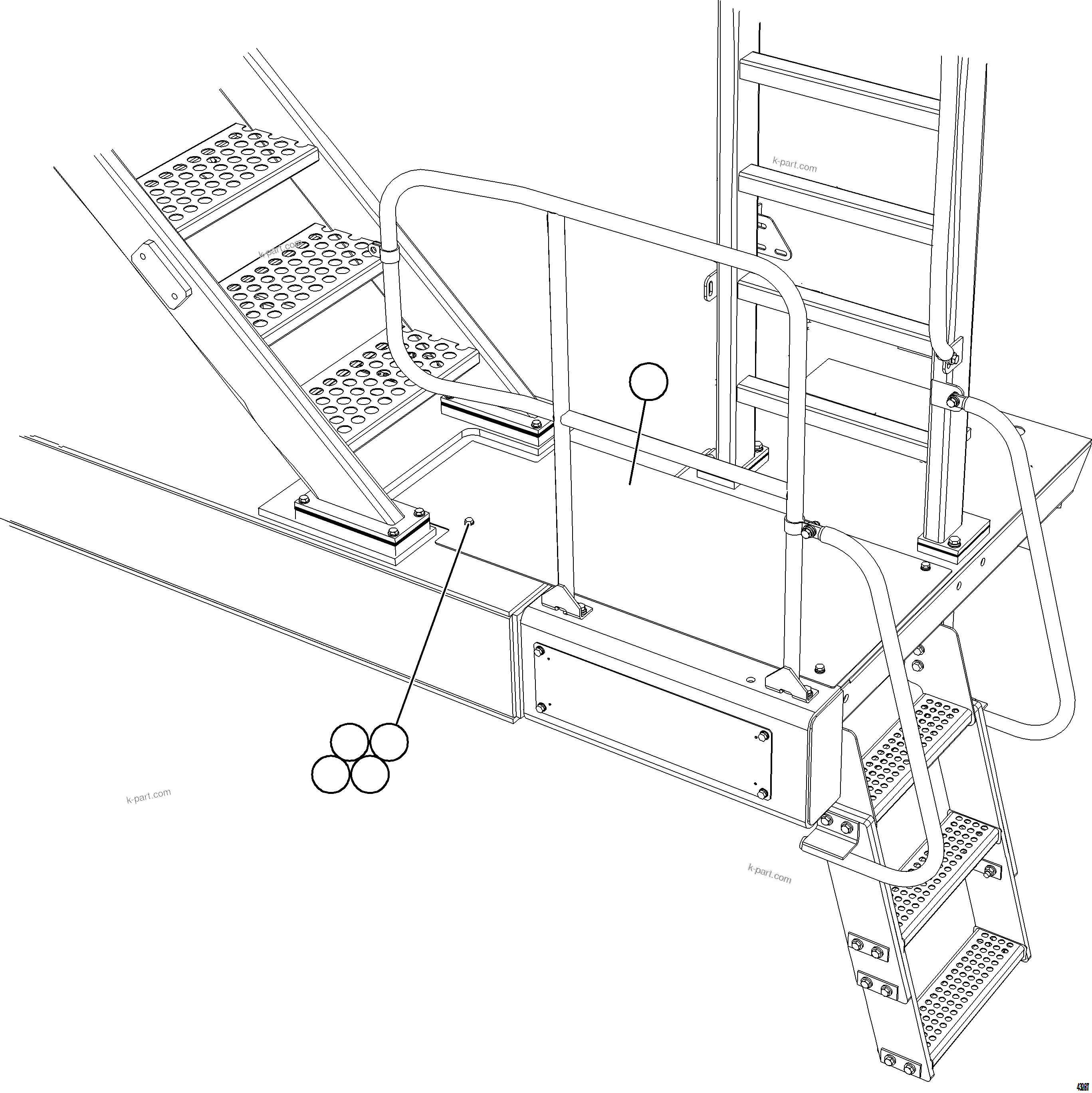 Komatsu parts book diagram for AFE57-KF 830E-1AC S/N A41142  MODERN MACHINERY: LH PLATFORM TREAD PLATE INSTALLATION