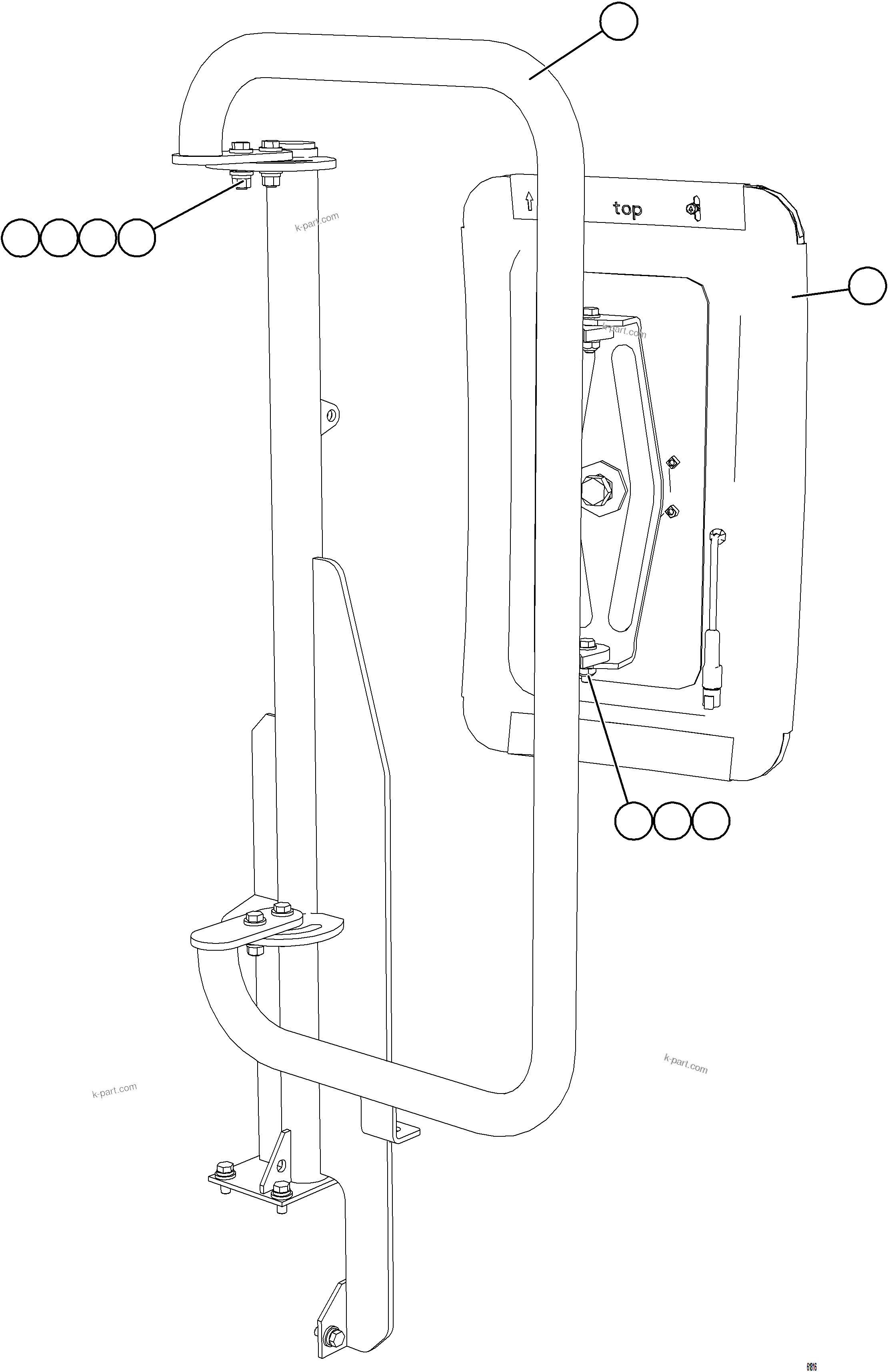 Komatsu parts book diagram for AFE57-KF 830E-1AC S/N A41142  MODERN MACHINERY: LH MIRROR INSTALLATION