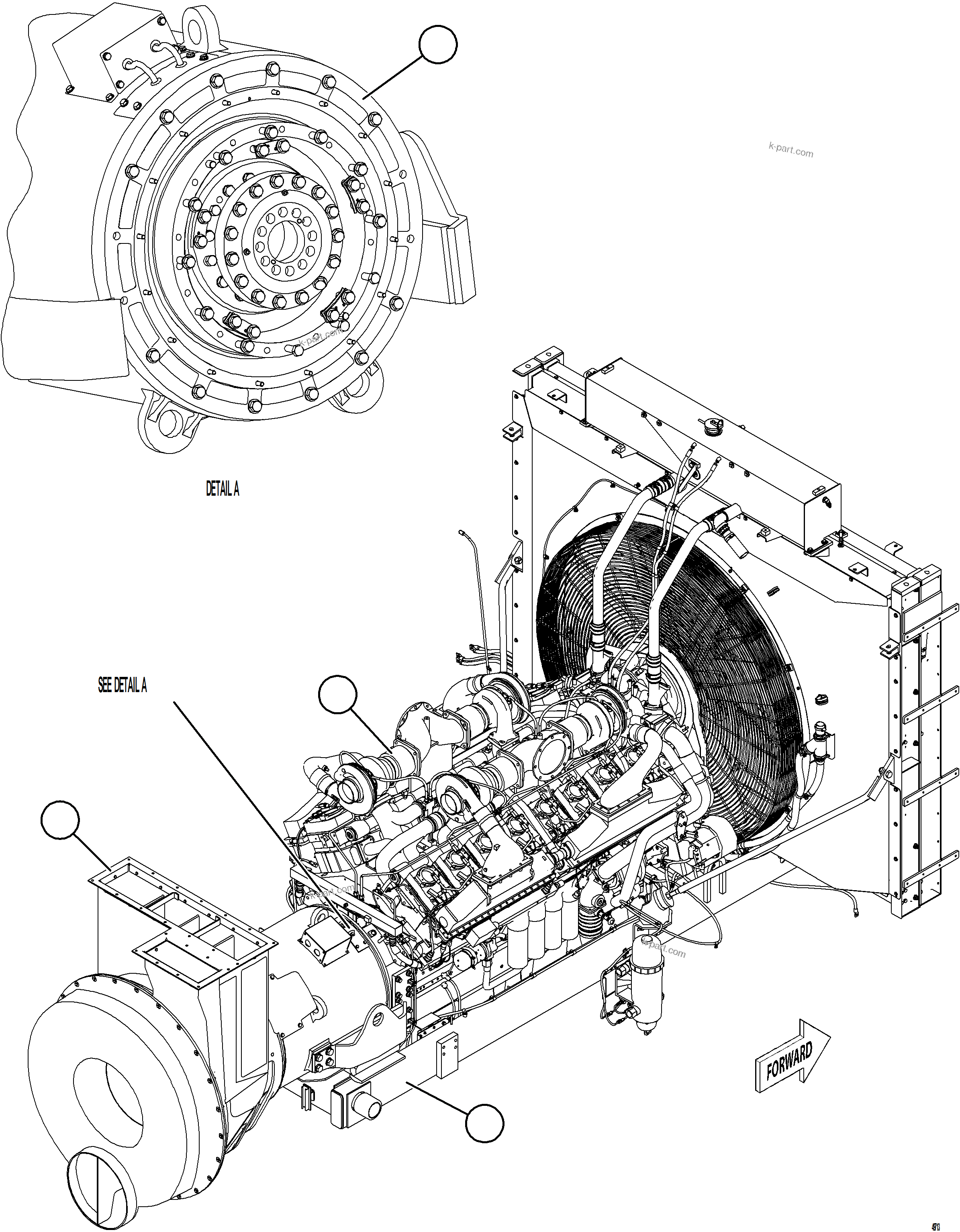 Komatsu parts book diagram for AFE57-KF 830E-1AC S/N A41142  MODERN MACHINERY: POWERTRAIN INSTALLATION