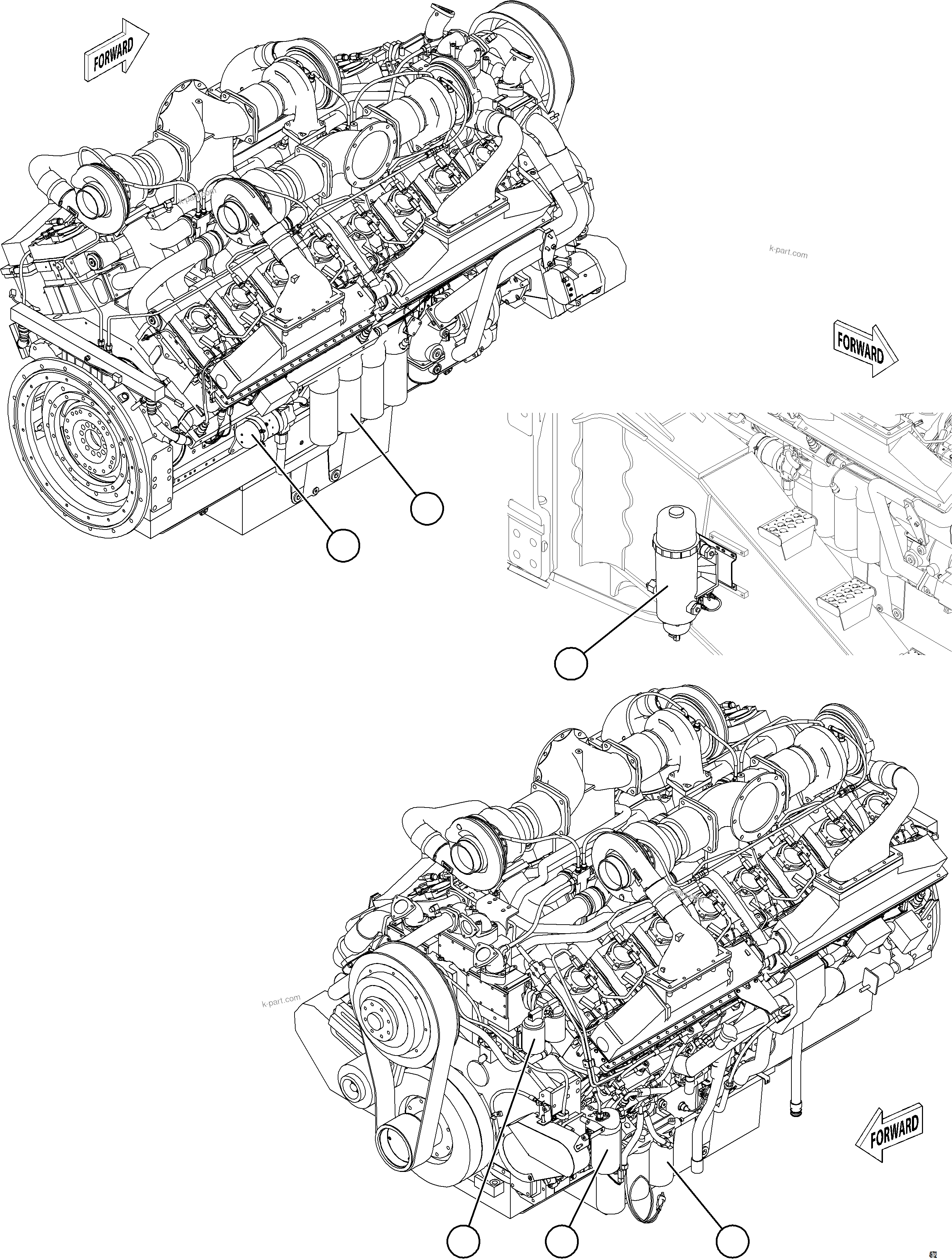 Komatsu parts book diagram for AFE57-KF 830E-1AC S/N A41142  MODERN MACHINERY: ENGINE AND COMPONENTS