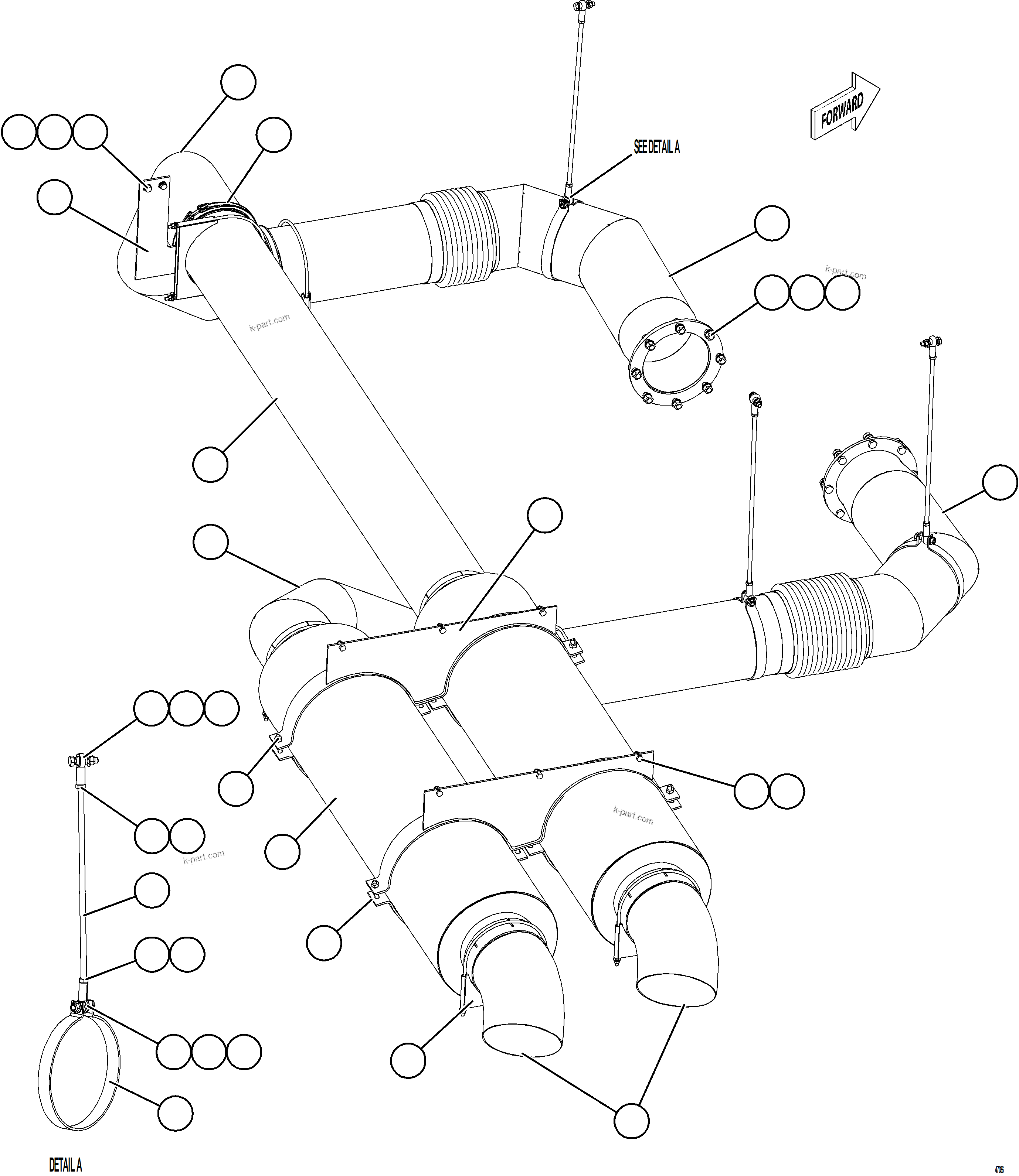 Komatsu parts book diagram for AFE57-KF 830E-1AC S/N A41142  MODERN MACHINERY: EXHAUST PIPING
