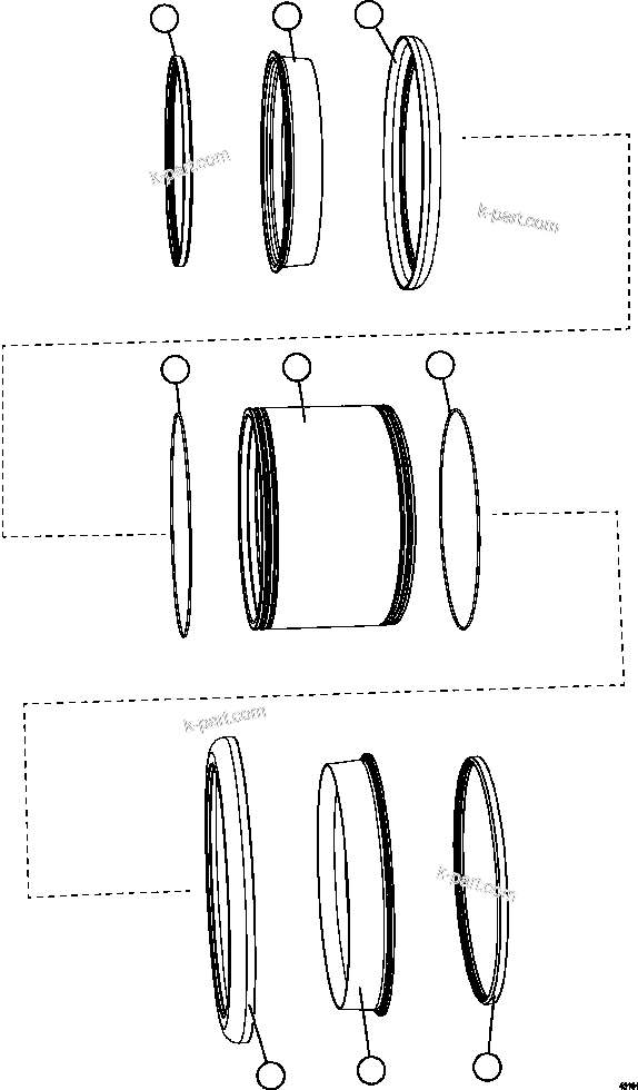 Komatsu parts book diagram for AFE57-KF 830E-1AC S/N A41142  MODERN MACHINERY: RIM ASSEMBLY (OUTER DUAL SPEED RIM)