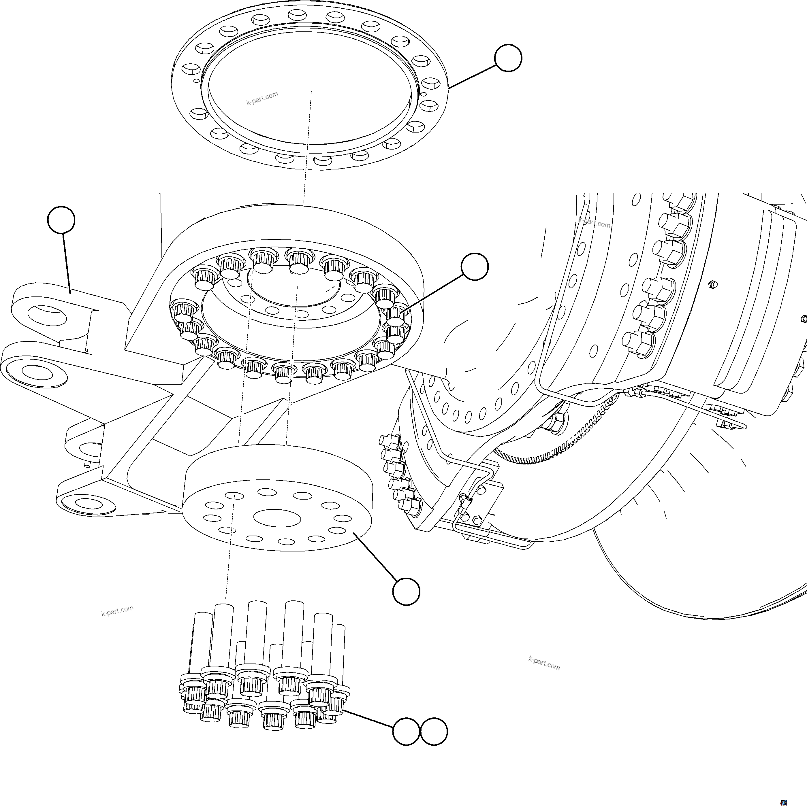 Komatsu parts book diagram for AFE57-KF 830E-1AC S/N A41142  MODERN MACHINERY: STEERING ARM INSTALLATION