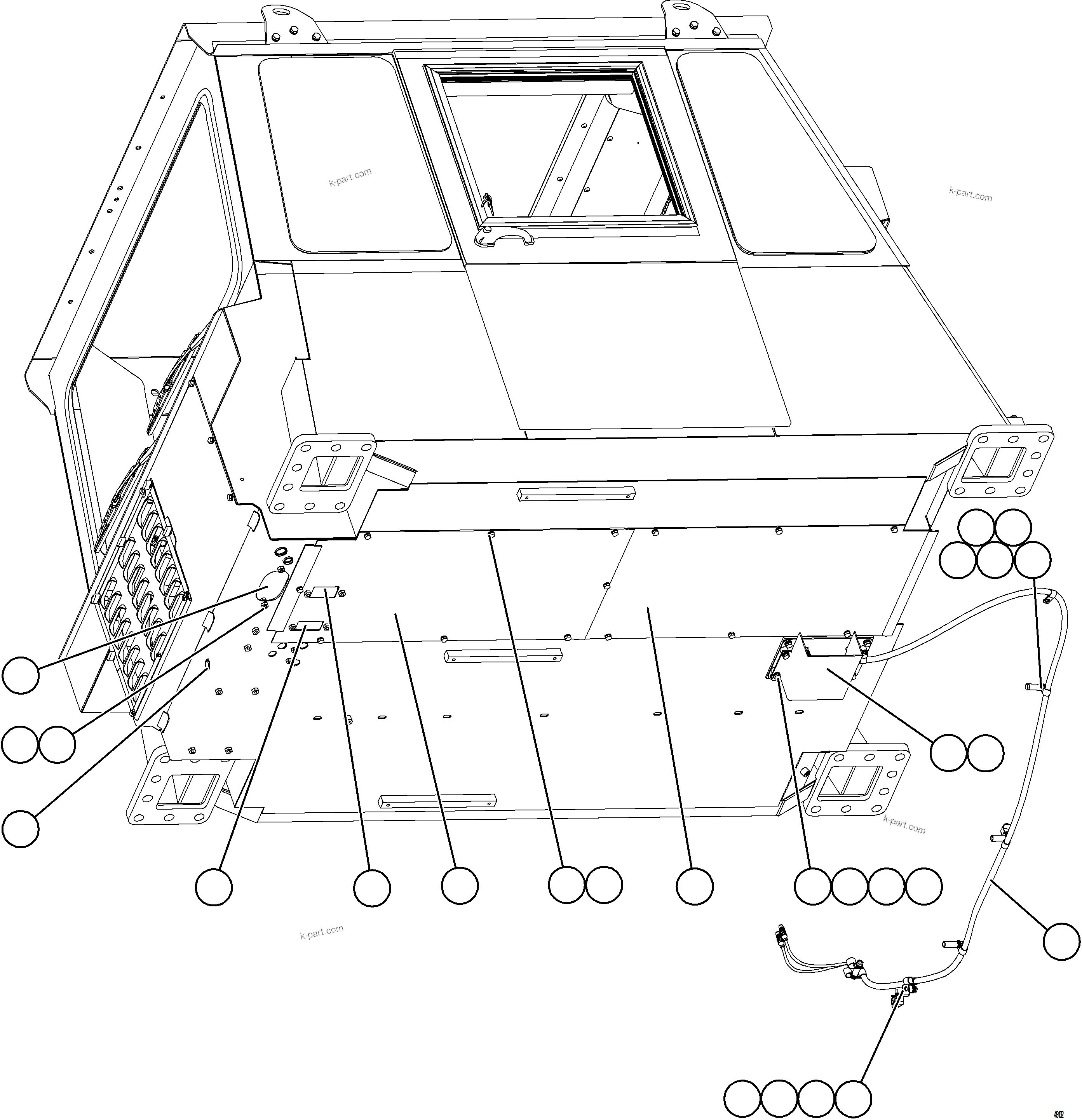 Komatsu parts book diagram for AFE57-KF 830E-1AC S/N A41142  MODERN MACHINERY: CAB ACCESS COVERS    2/2