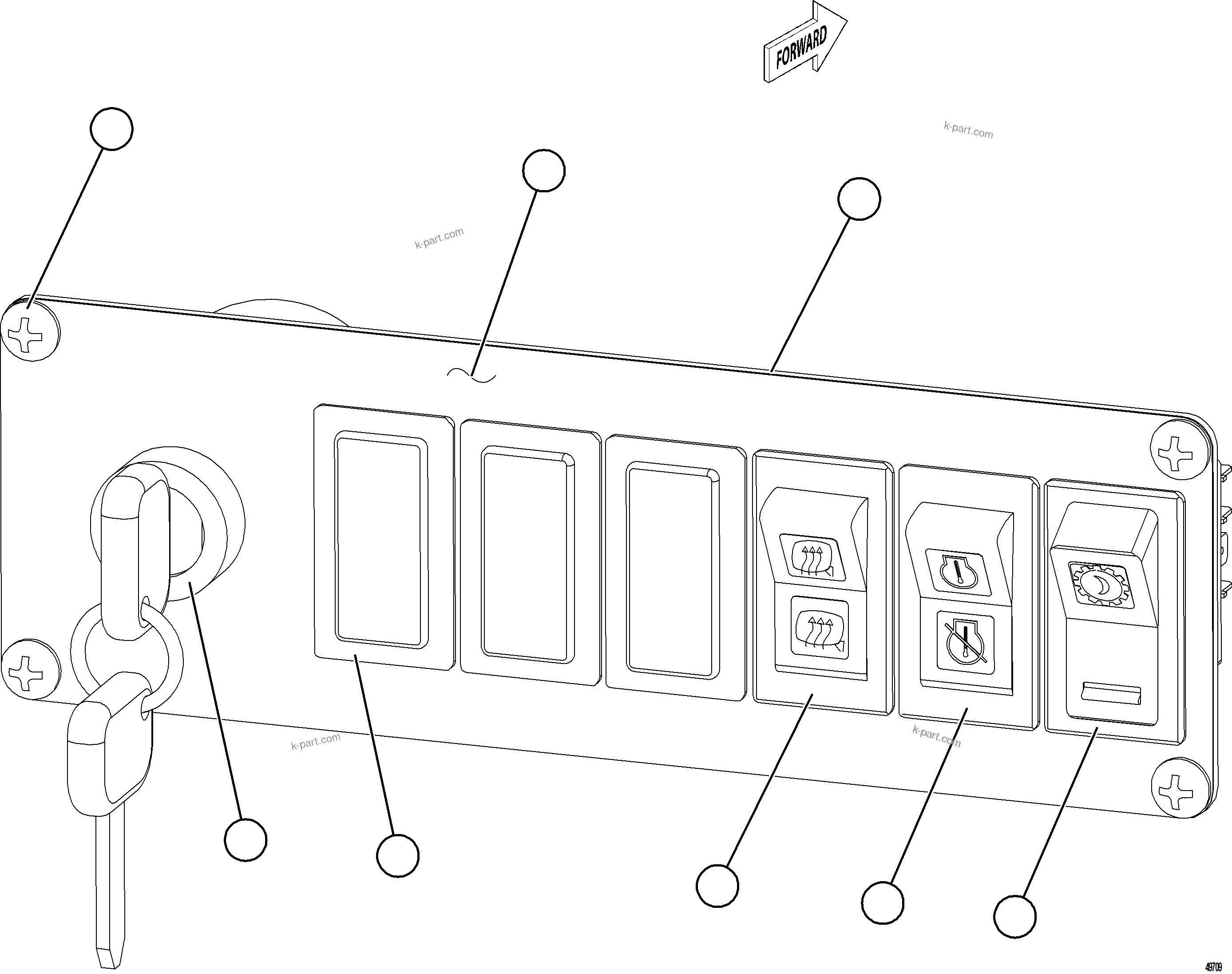 Komatsu parts book diagram for AFE57-KF 830E-1AC S/N A41142  MODERN MACHINERY: LOWER RH DASH MODULE
