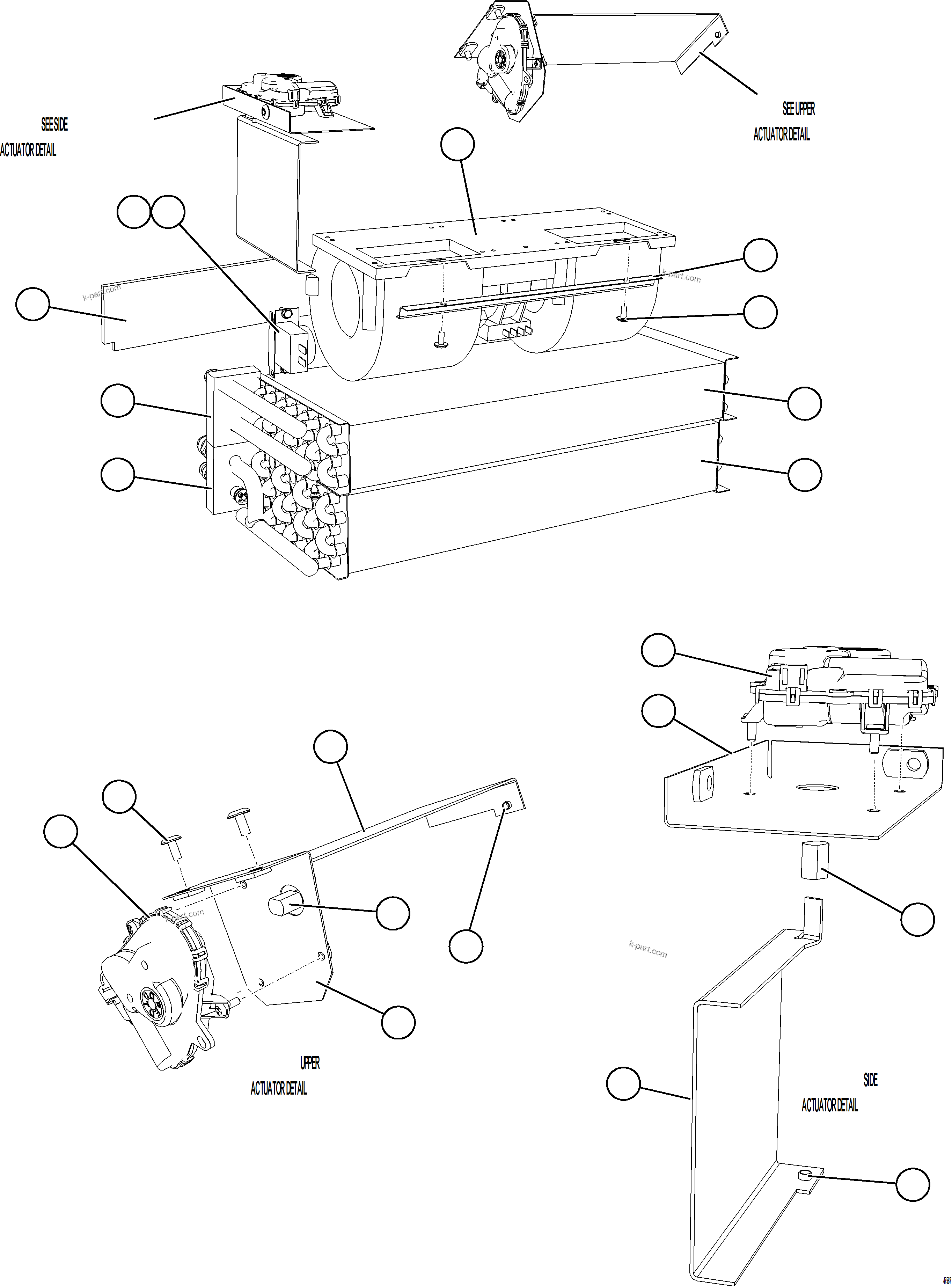 Komatsu parts book diagram for AFE57-KF 830E-1AC S/N A41142  MODERN MACHINERY: HEATER/AIR CONDITIONER ASSM    2/2    58F-07-00030