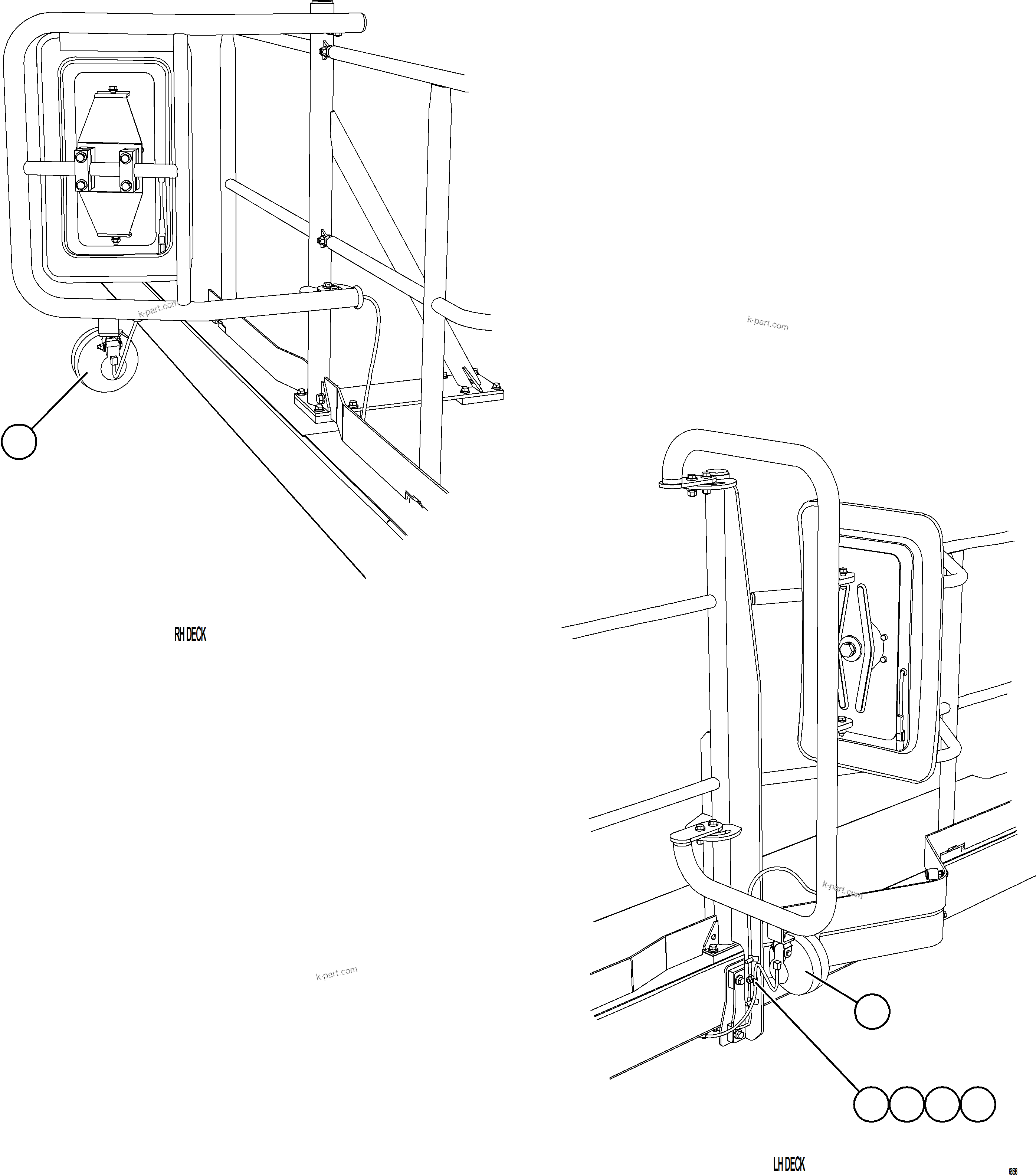 Komatsu parts book diagram for AFE57-KF 830E-1AC S/N A41142  MODERN MACHINERY: MIRROR MOUNTED BACKUP LIGHTS    2/2
