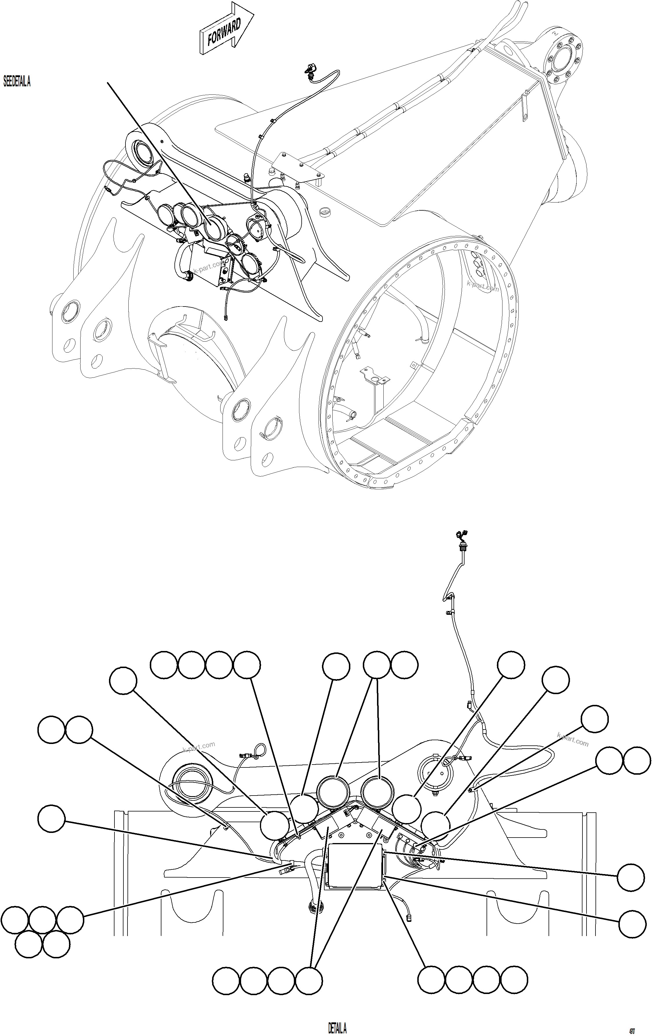 Komatsu parts book diagram for AFE57-KF 830E-1AC S/N A41142  MODERN MACHINERY: REAR LIGHTS & BACKUP ALARM INSTALLATION