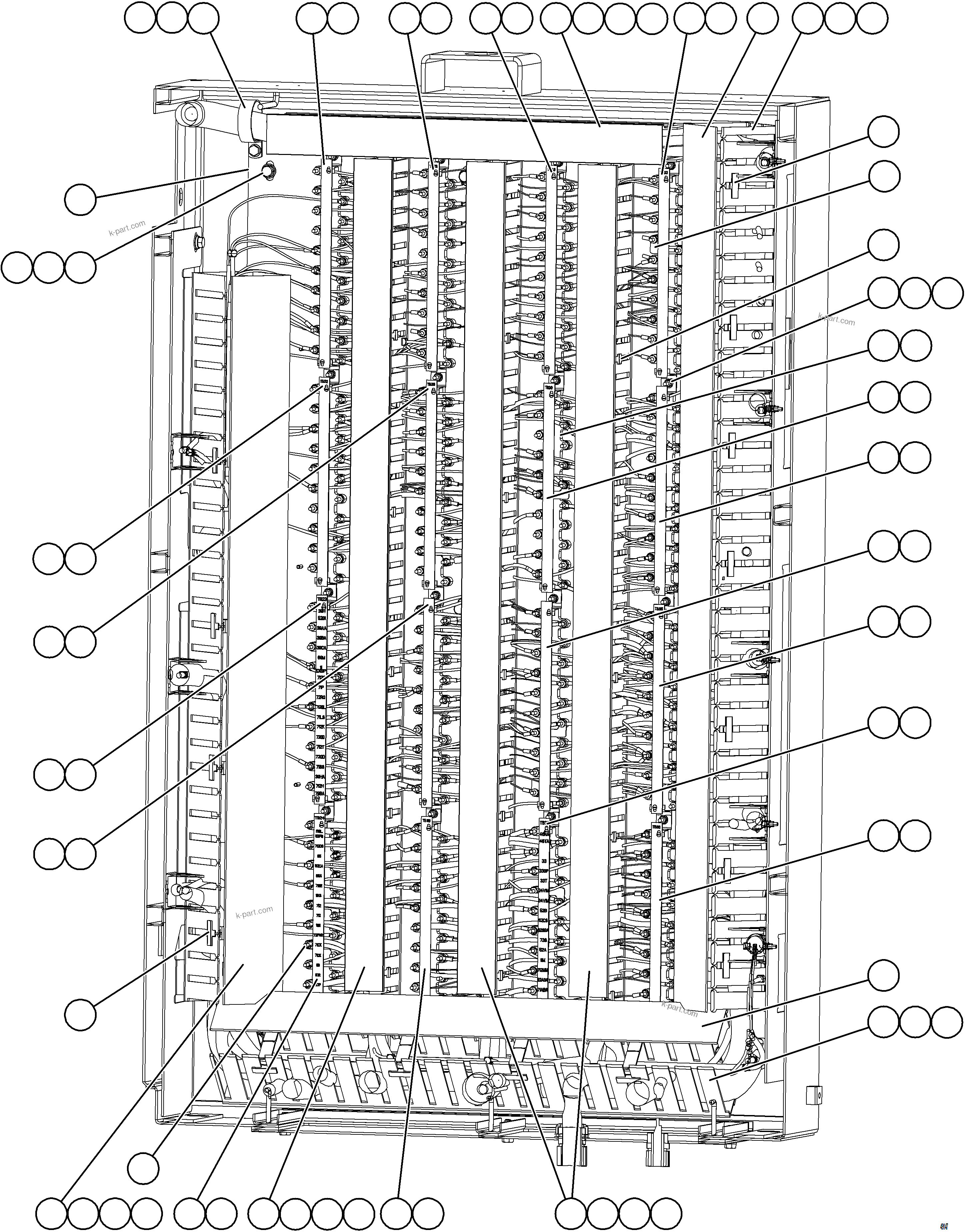 Komatsu parts book diagram for AFE57-KF 830E-1AC S/N A41142  MODERN MACHINERY: AUXILIARY CONTROL CABINET COMPONENTS - REAR WALL