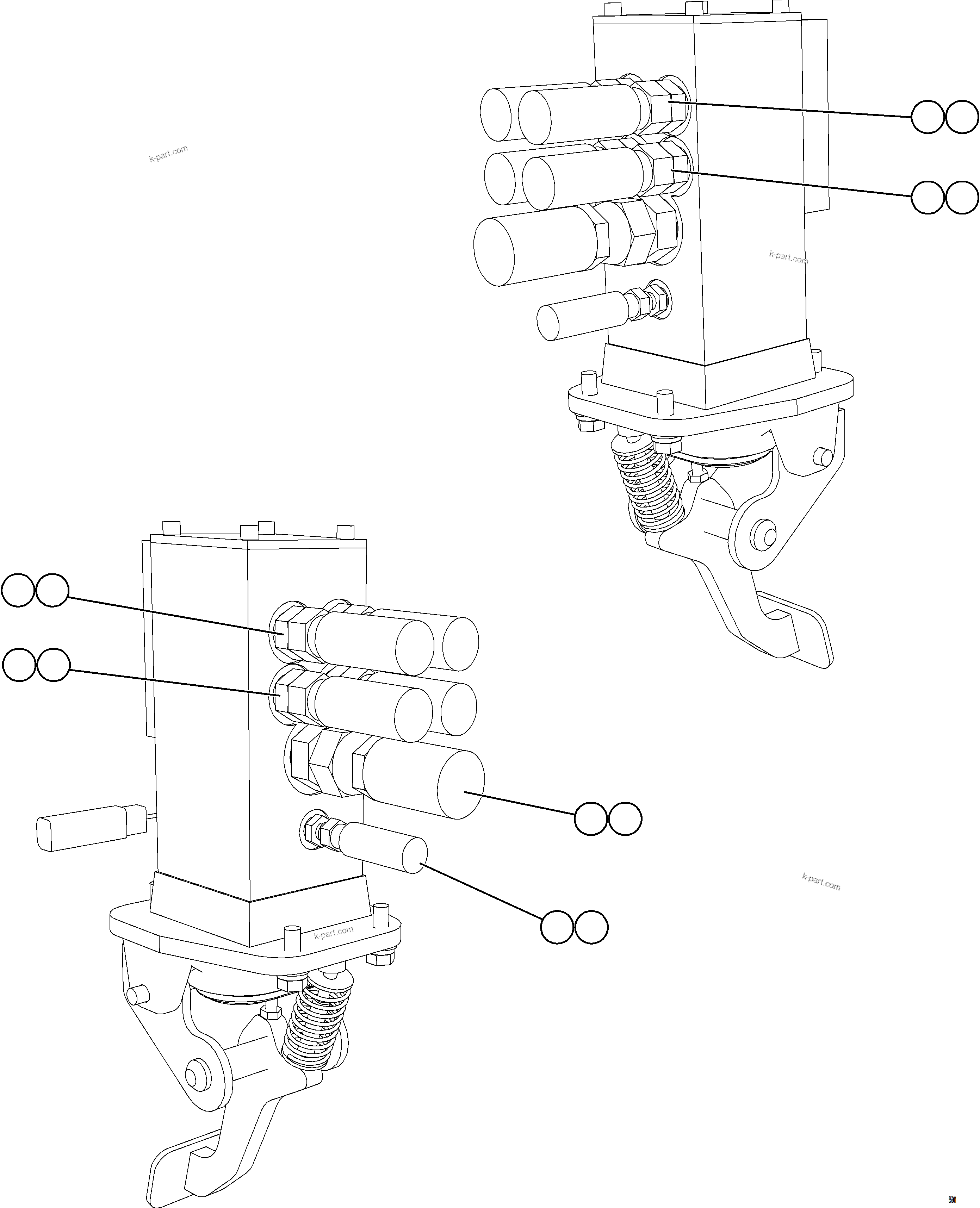 Komatsu parts book diagram for AFE57-KF 830E-1AC S/N A41142  MODERN MACHINERY: BRAKE VALVE PIPING