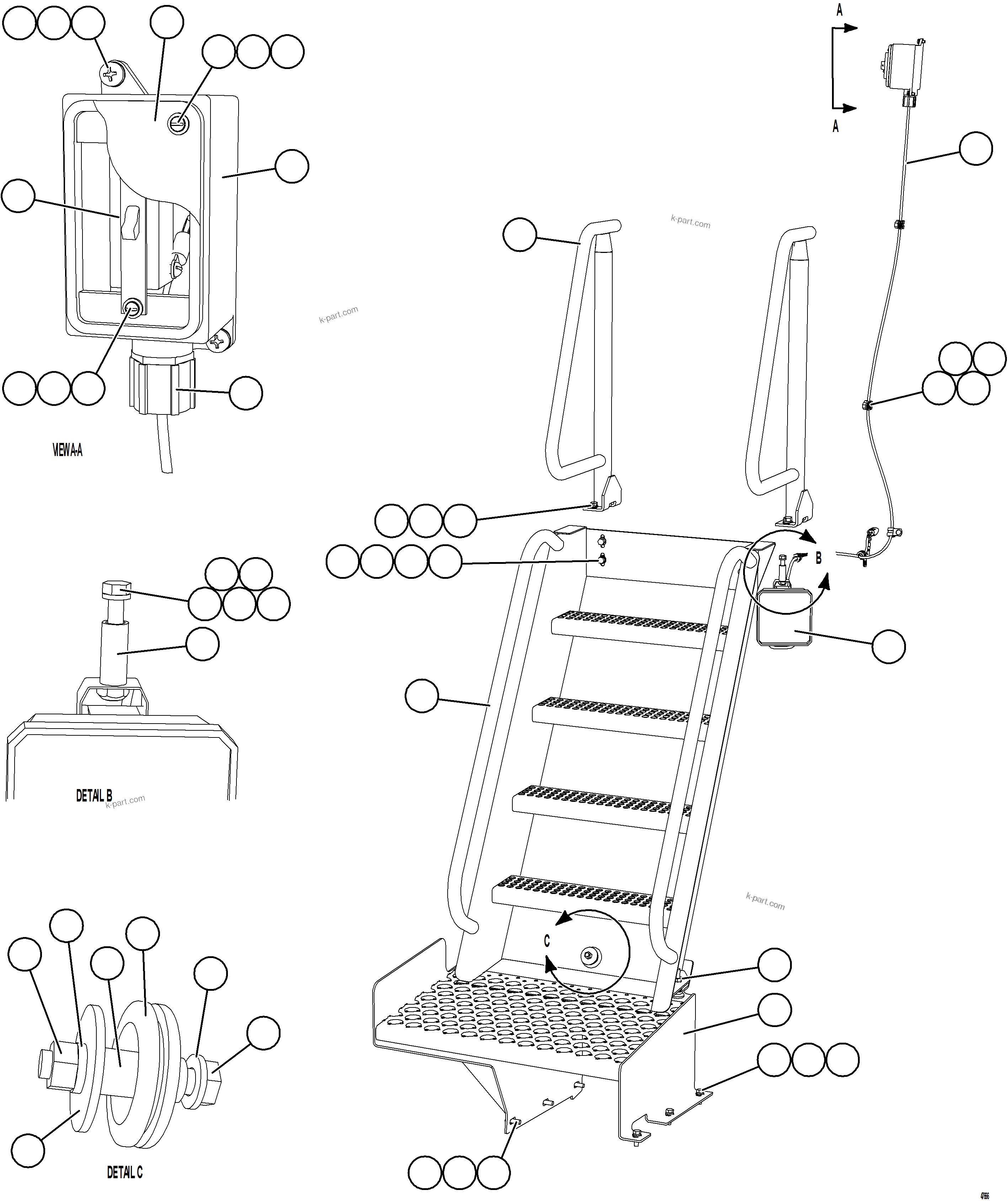 Komatsu parts book diagram for AFE57-KF 830E-1AC S/N A41142  MODERN MACHINERY: REAR ACCESS LADDER & LIGHT