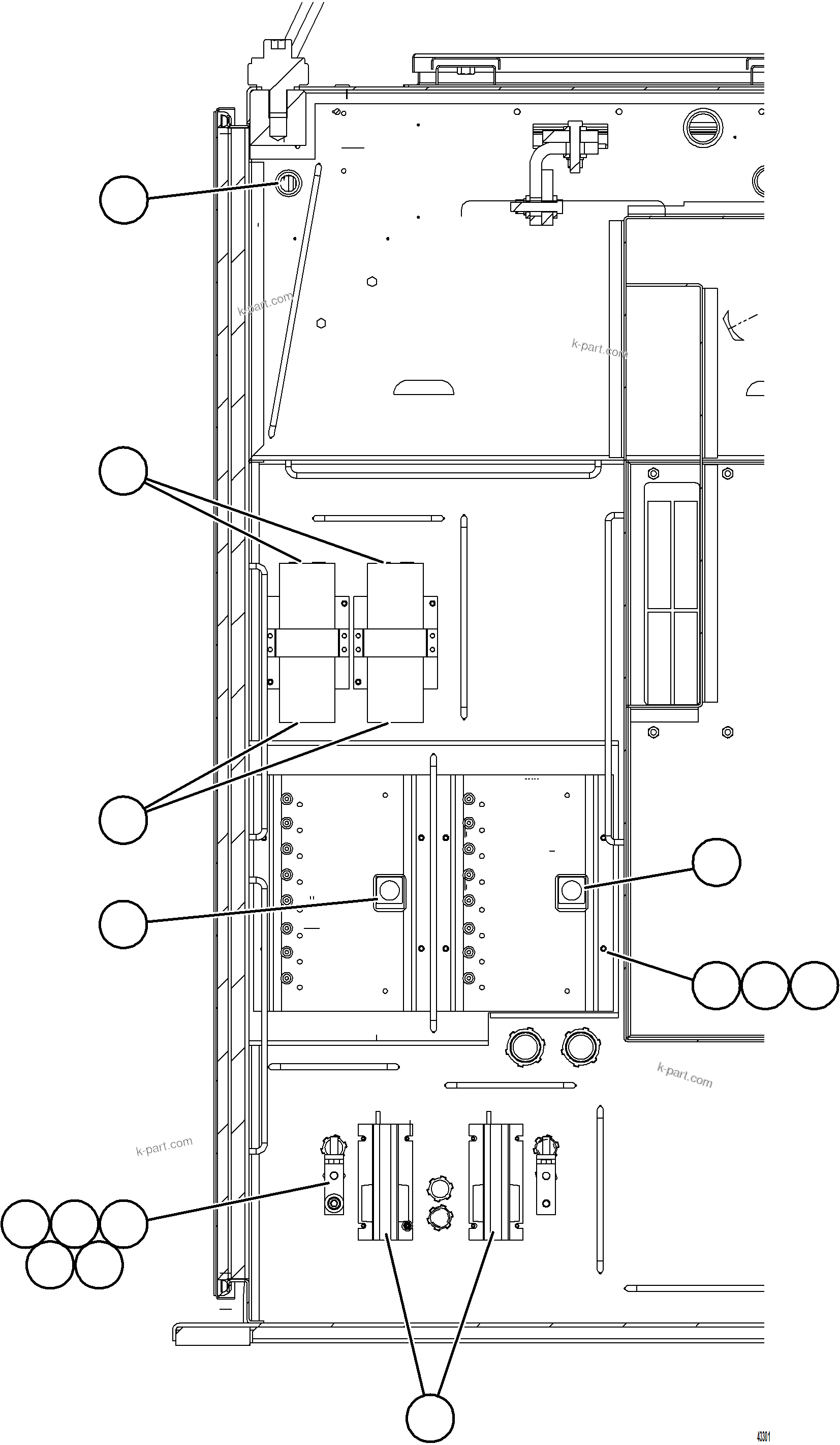Komatsu parts book diagram for AFE57-KF 830E-1AC S/N A41142  MODERN MACHINERY: CTRL CAB - RIGHT COMPART    2/2    58E-43-00022